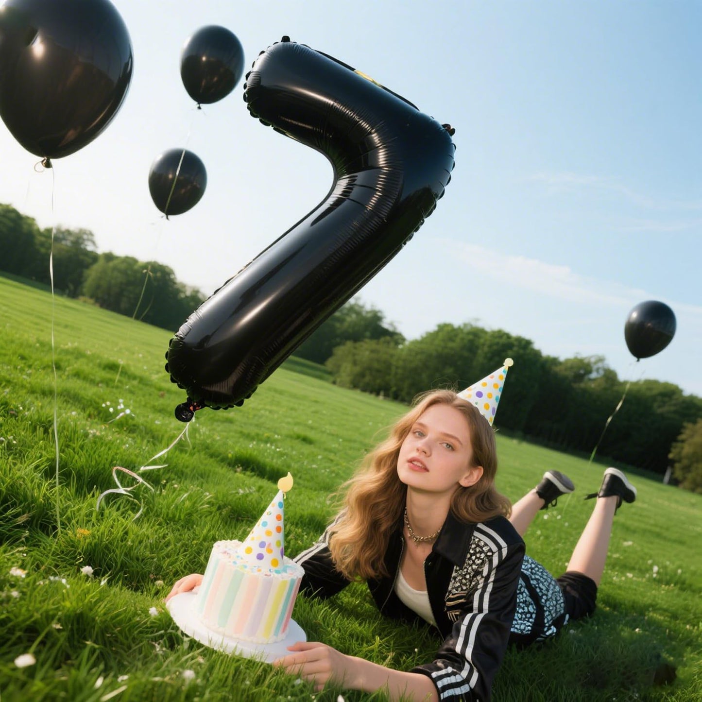 Kelfuoya 40-Inch Black Number 7 Balloon – Giant Mylar Birthday & Anniversary Decor