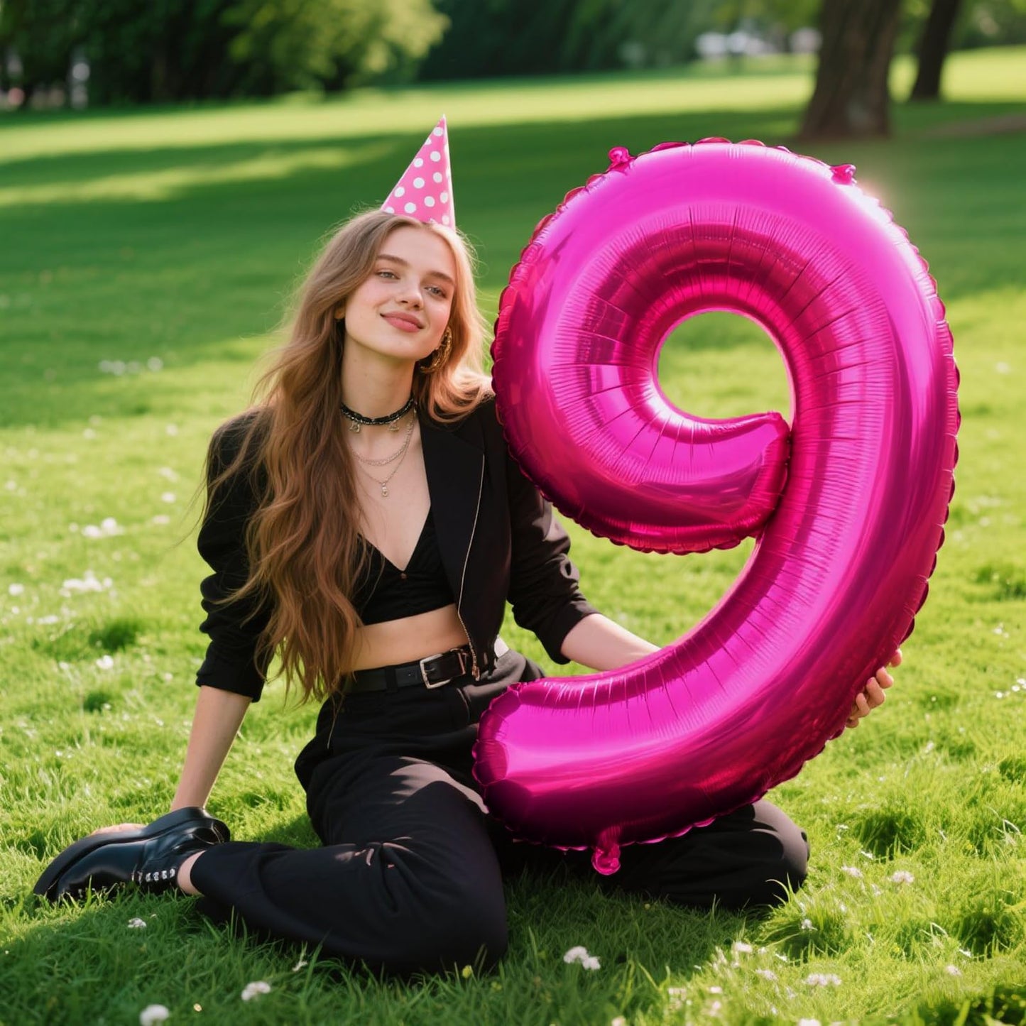 Kelfuoya Rose Red 40-Inch Number 9 Balloon – Jumbo Pink Foil Birthday & Anniversary Decor