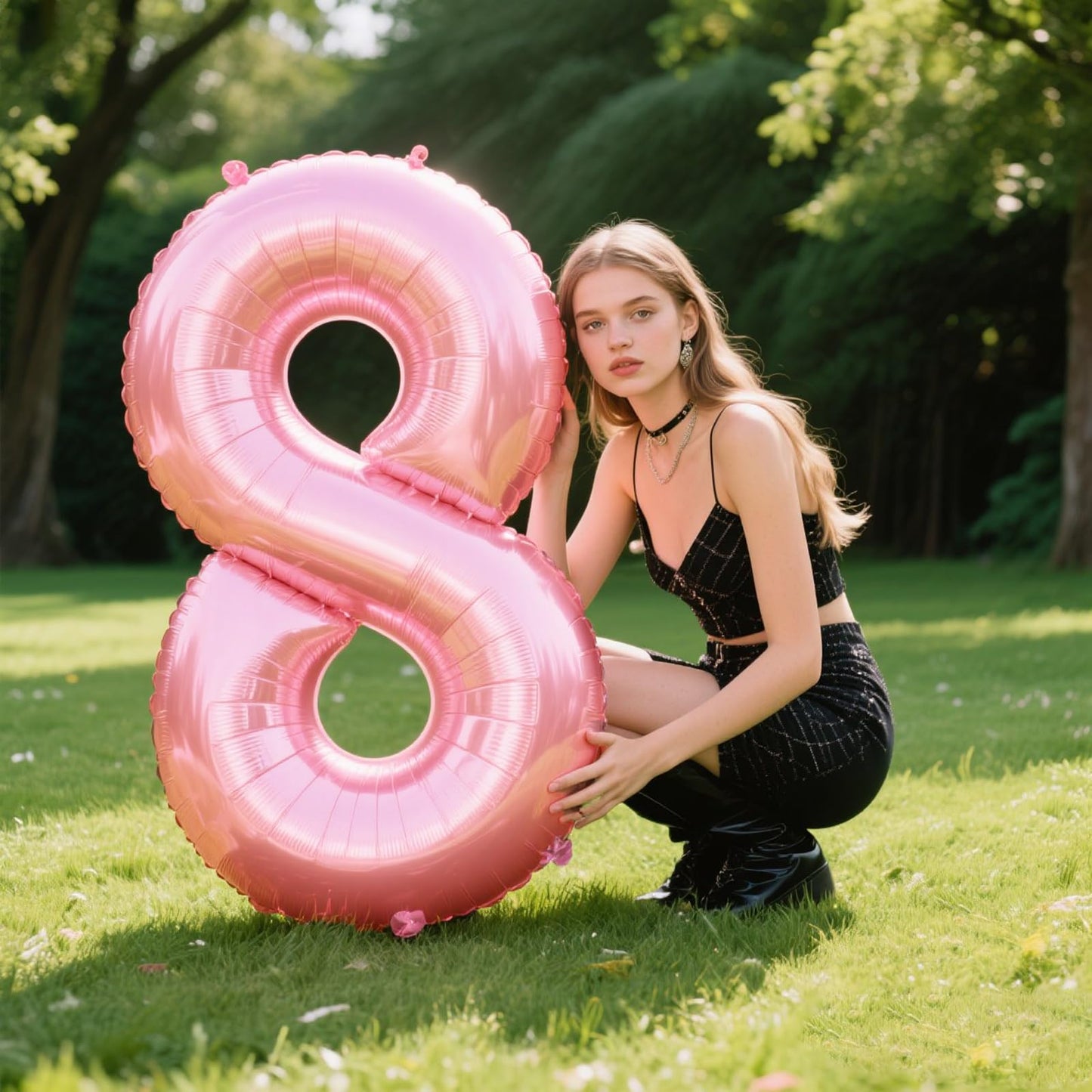 Kelfuoya 40-Inch Pearlescent Pink Foil Number 8 Balloon – 8th, 18th, 28th Birthday Party Decor