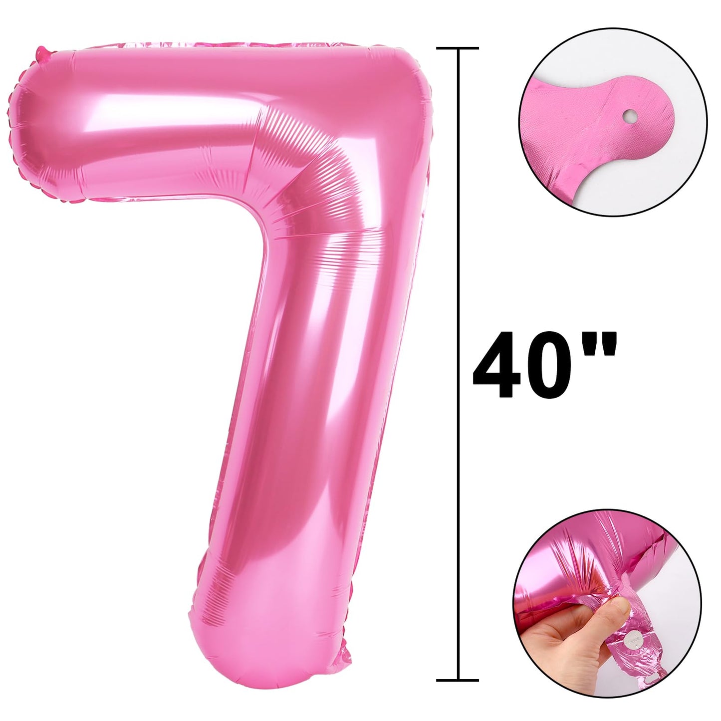 Kelfuoya Pink 40-Inch Number 7 Balloon | Jumbo Mylar Foil Party Decor