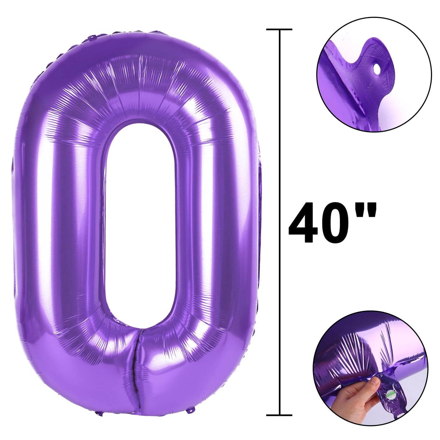 Kelfuoya 40-Inch Purple Number 0 Foil Balloon | Giant 0 Balloon for Birthdays, Anniversaries & Graduations