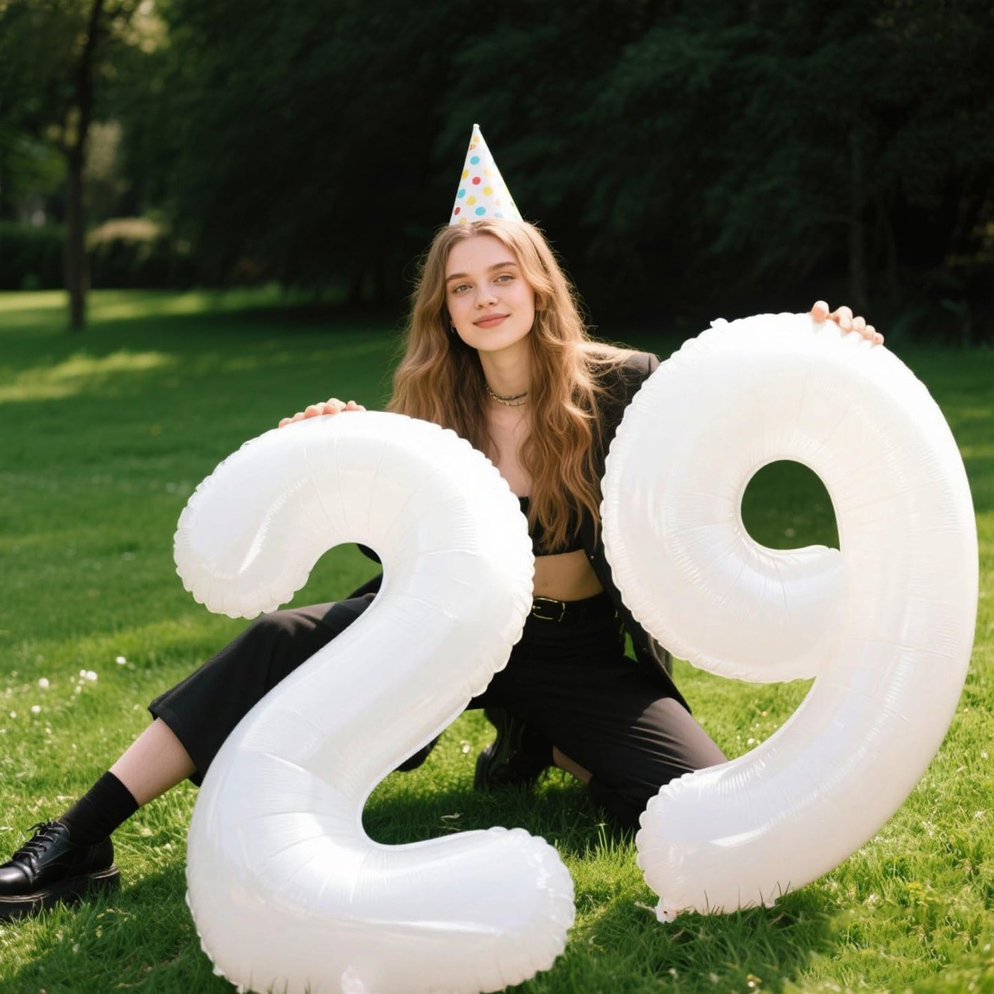 Kelfuoya 40 Inch White Number 29 Digital Balloon – Jumbo Mylar Foil Balloon for Birthday & Anniversary