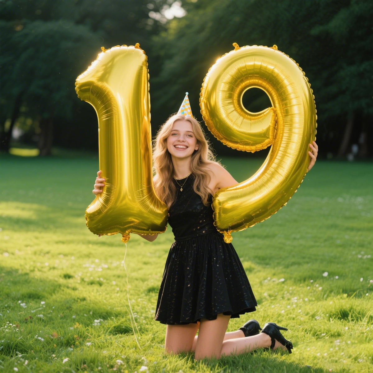 Kelfuoya 40inch Gold Number 19 Balloon – Jumbo Mylar Foil Birthday Decor