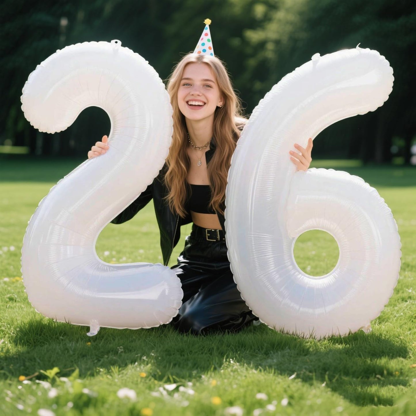 Kelfuoya 40-Inch White 26 Number Balloon – Gold Foil Jumbo Mylar for Birthday & Anniversary Parties