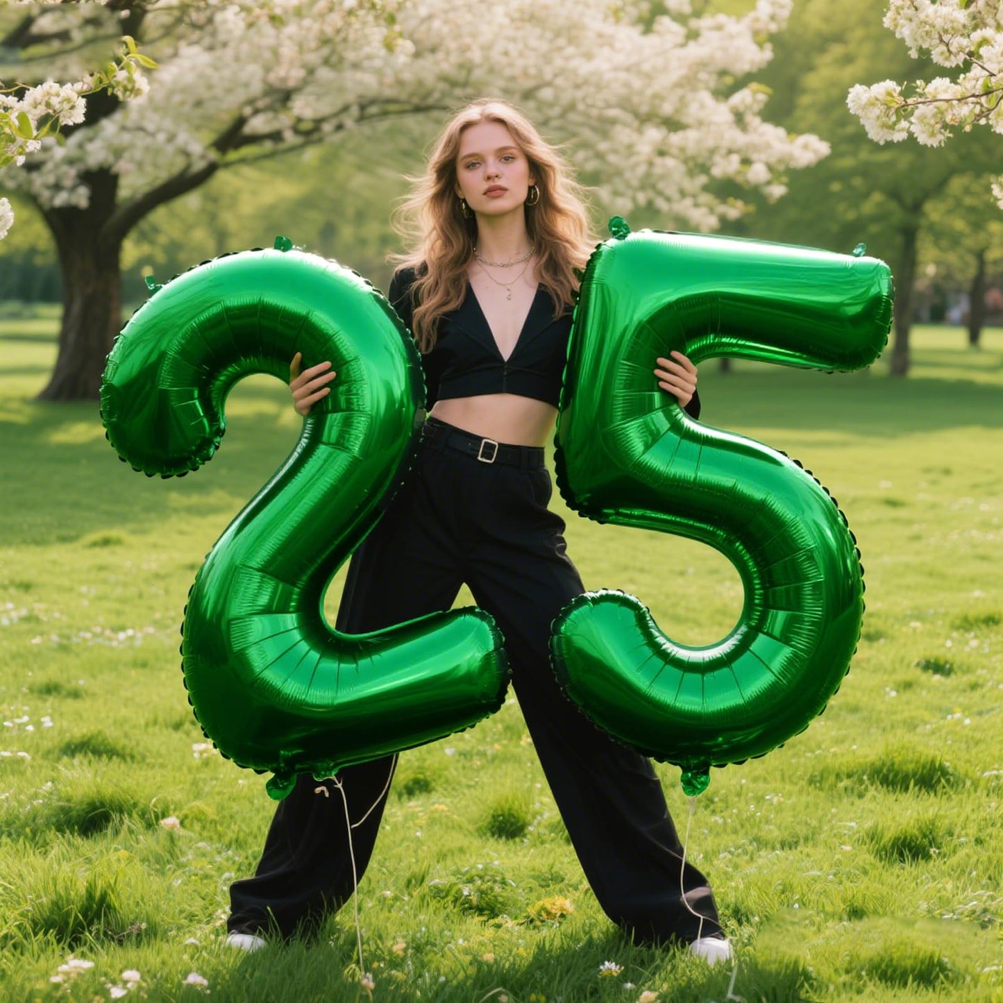 Kelfuoya 40-Inch Green Number 25 Balloon – Jumbo Mylar Foil Helium Balloon for Birthdays & Anniversaries