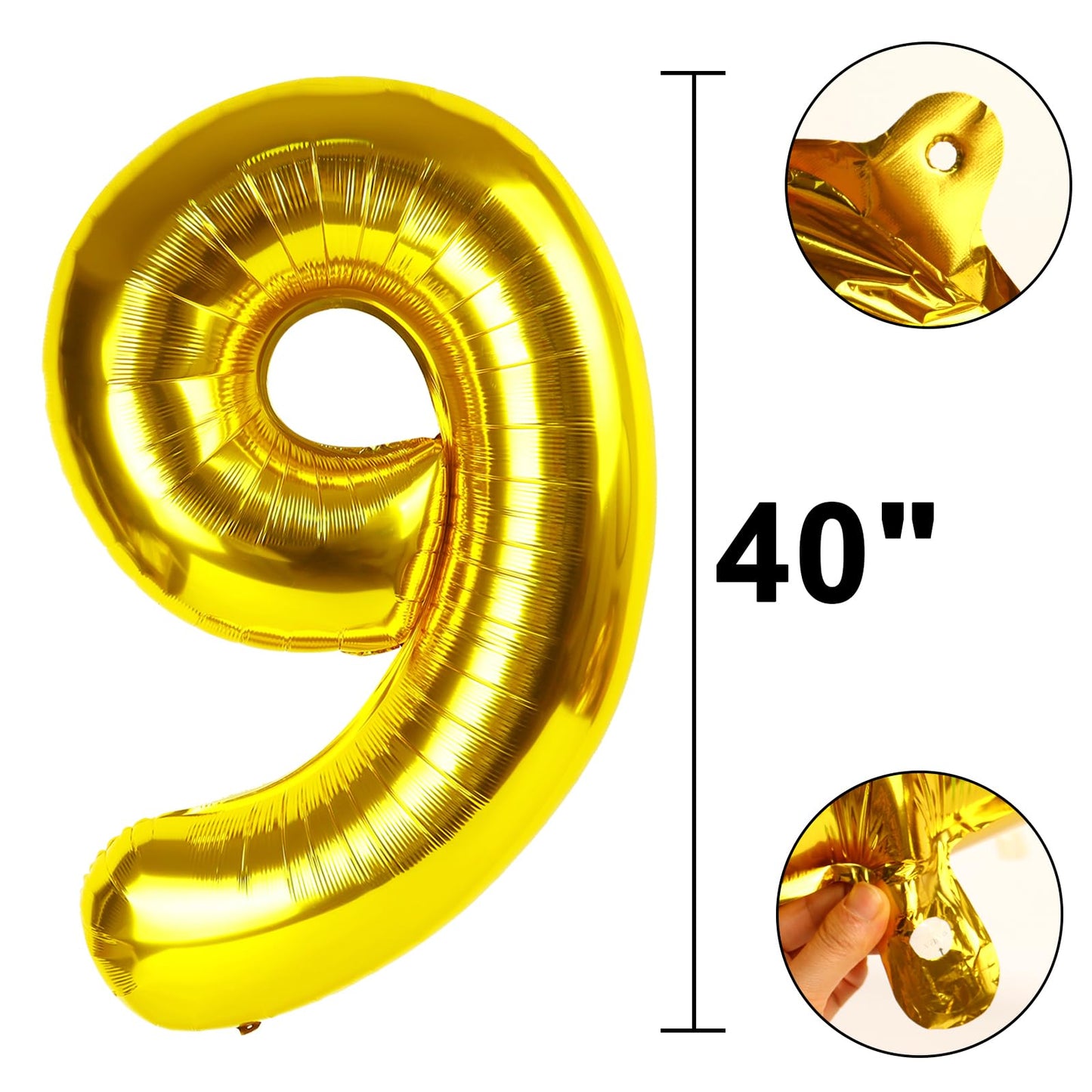 Kelfuoya 40-Inch Gold Number 90 Balloon – Jumbo Mylar Foil Balloon for 90th Birthday, Anniversary & Party Decor