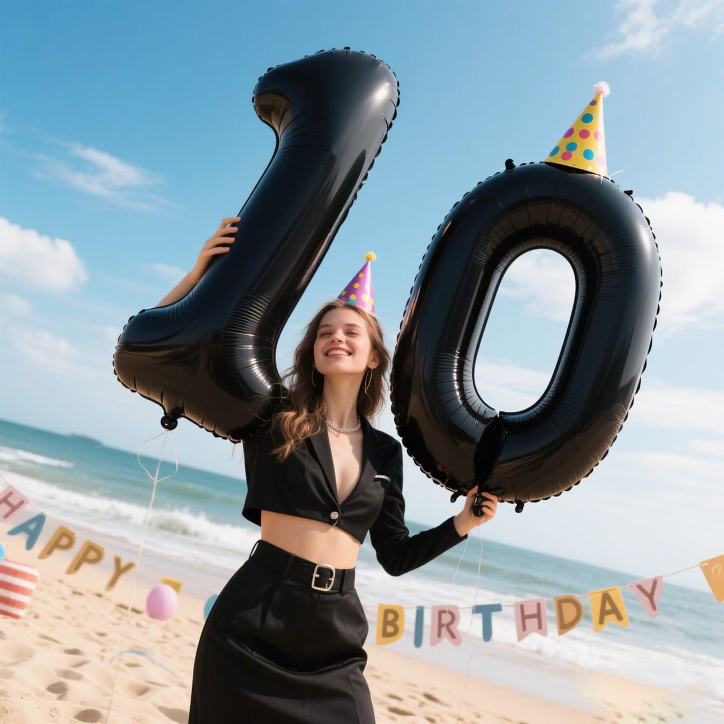 Kelfuoya 40-Inch Black Number 10 Balloon – Jumbo Foil Digital Balloon for 10th Birthday & Anniversary