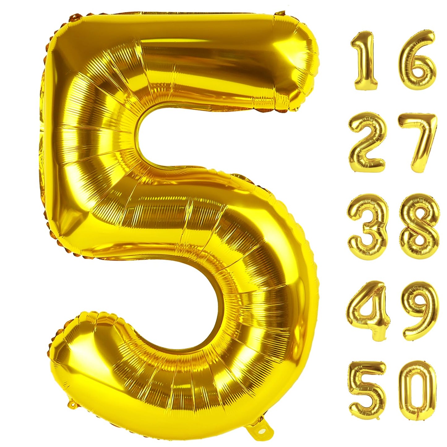 Kelfuoya 40 Inch Gold Number 5 Balloon – Jumbo Mylar Foil Helium Balloon for Celebrations
