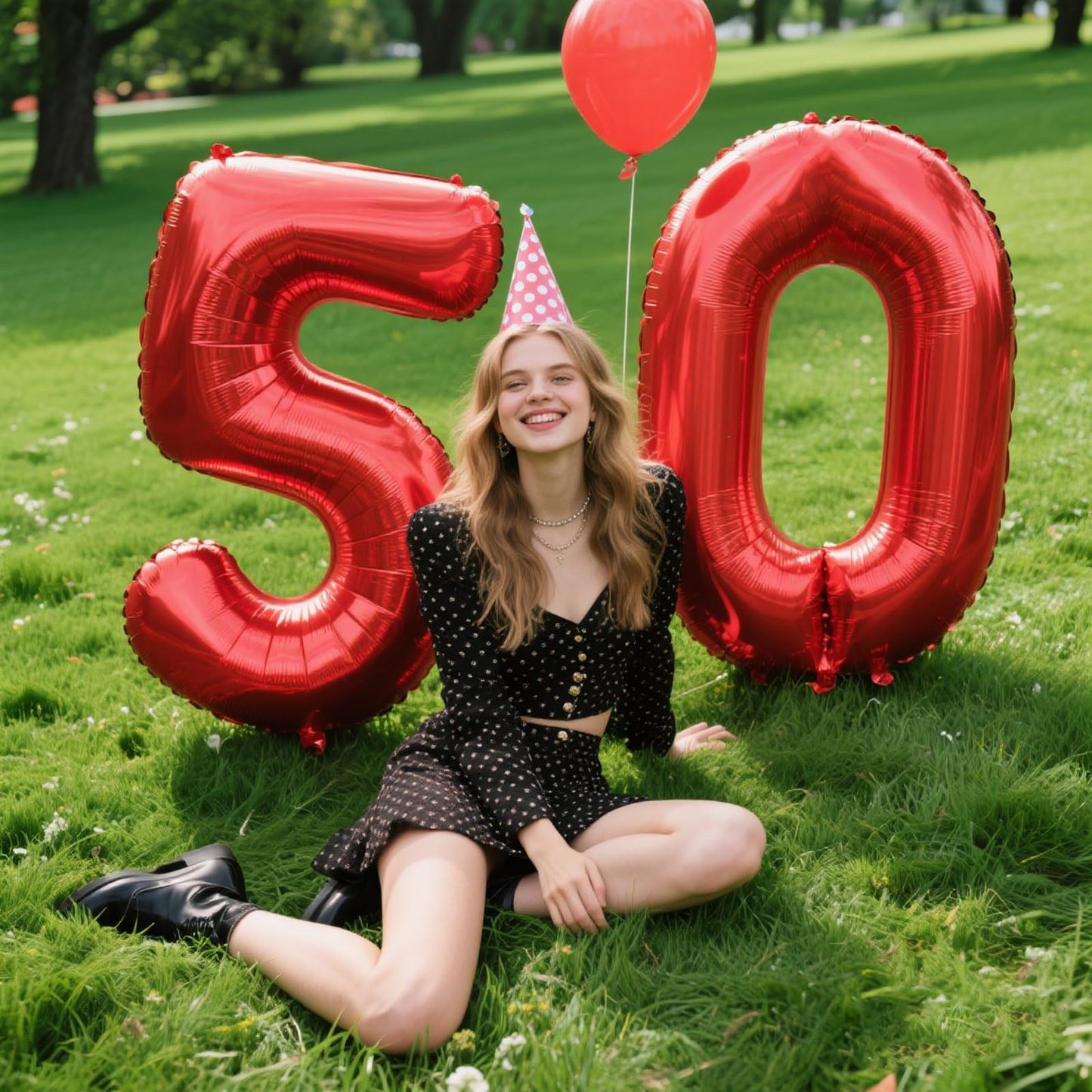 Kelfuoya 40-Inch Red Number 50 Balloon – Jumbo Mylar Foil for 50th Birthday or Anniversary