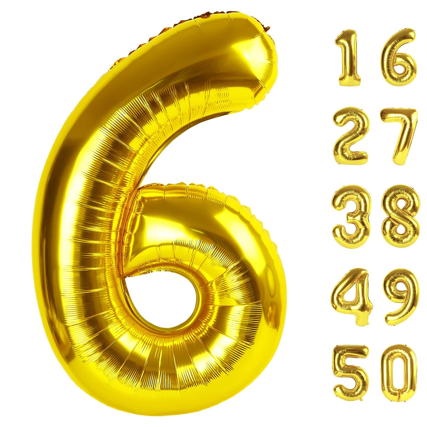Kelfuoya Gold 40-Inch Number 6 Balloon – Jumbo Foil Mylar for Birthdays & Anniversaries