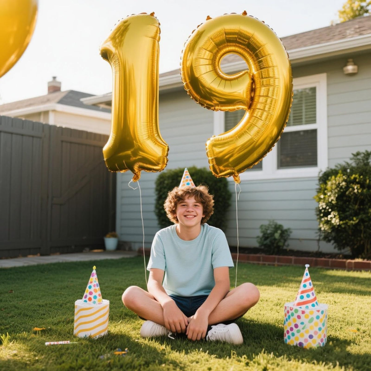 Kelfuoya 40inch Gold Number 19 Balloon – Jumbo Mylar Foil Birthday Decor