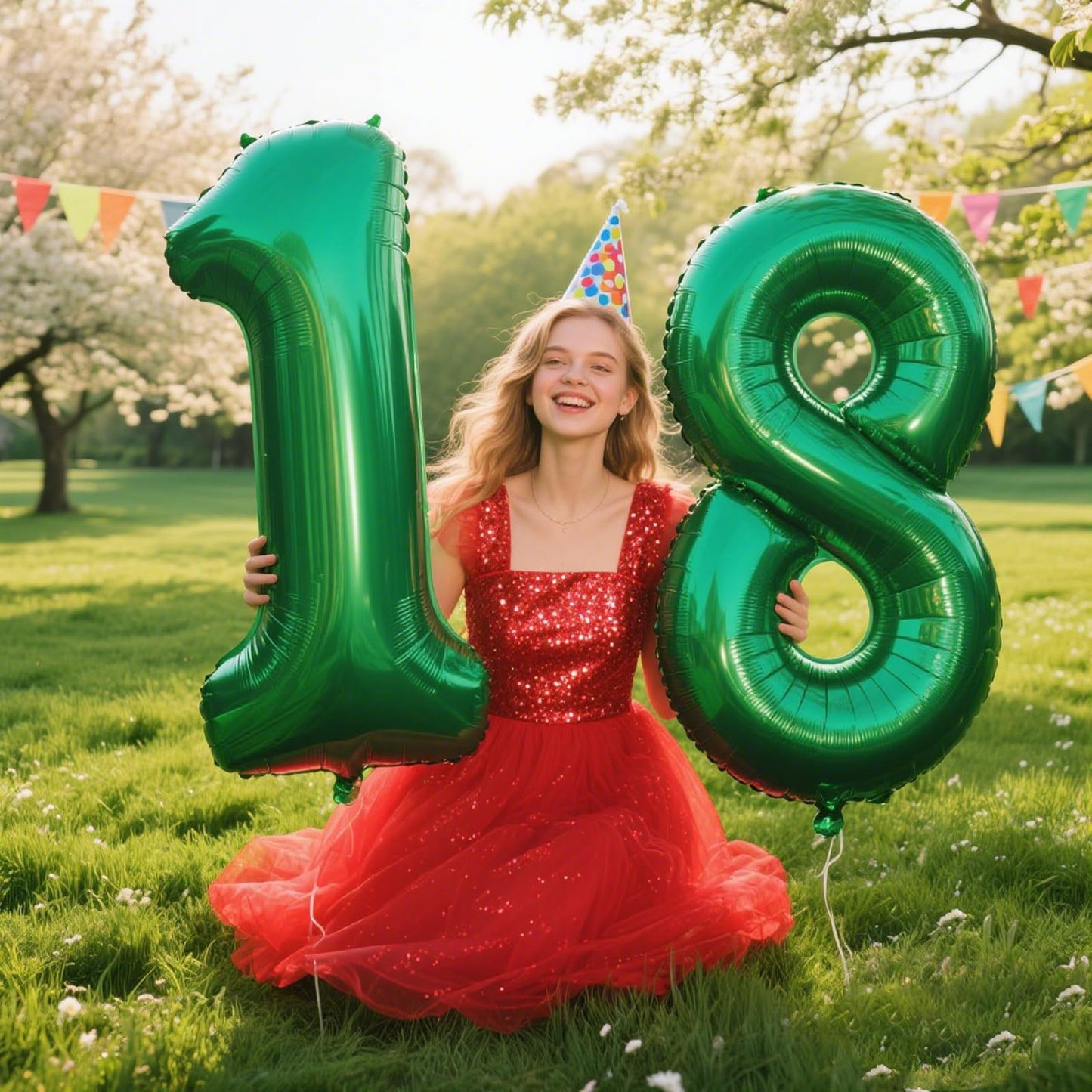 Kelfuoya 40in Green Number 8 Balloon – Large Foil Balloons for Birthdays