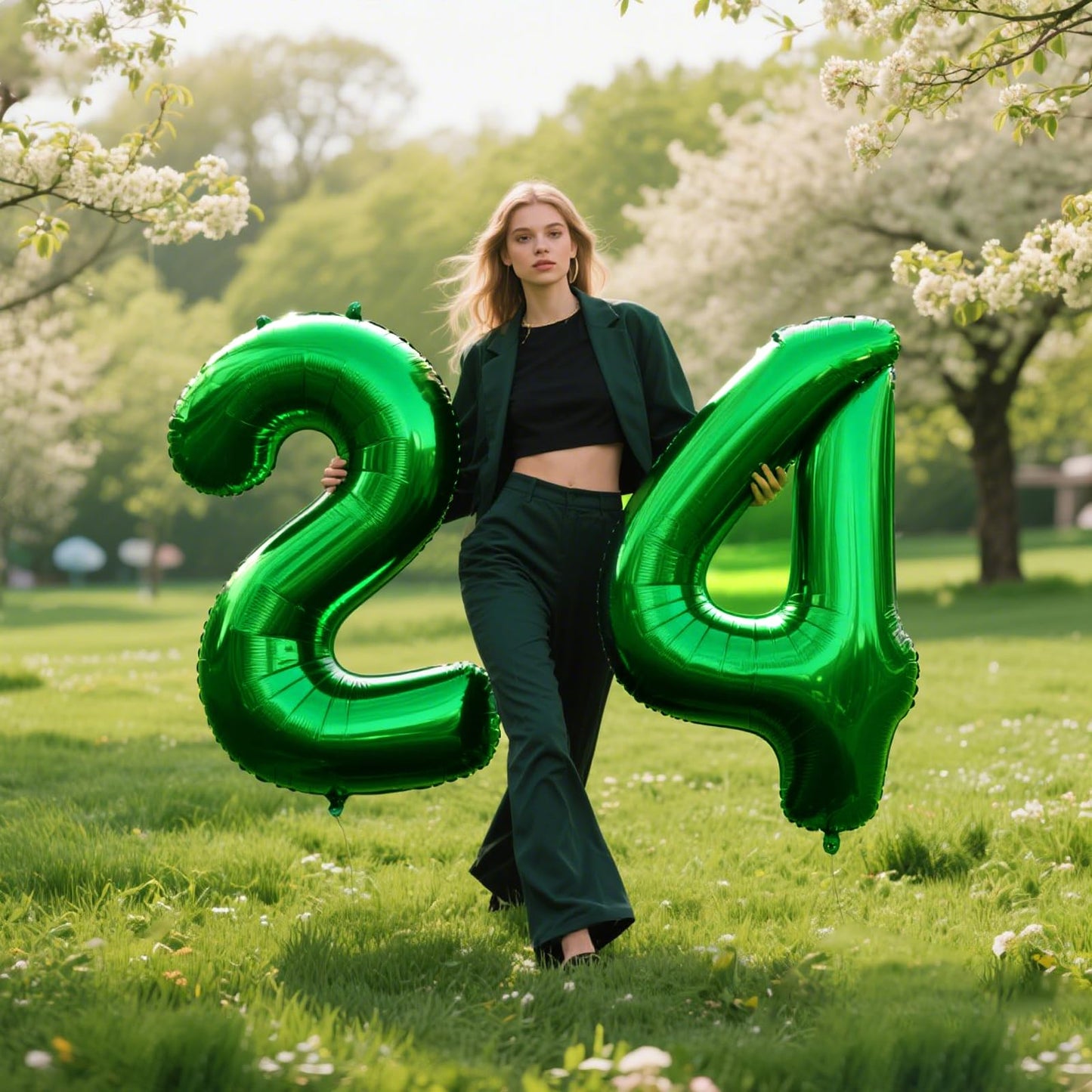 Kelfuoya 40 Inch Green 4-Number Balloon | Giant Foil Mylar Digital Balloon for Birthdays & Anniversaries