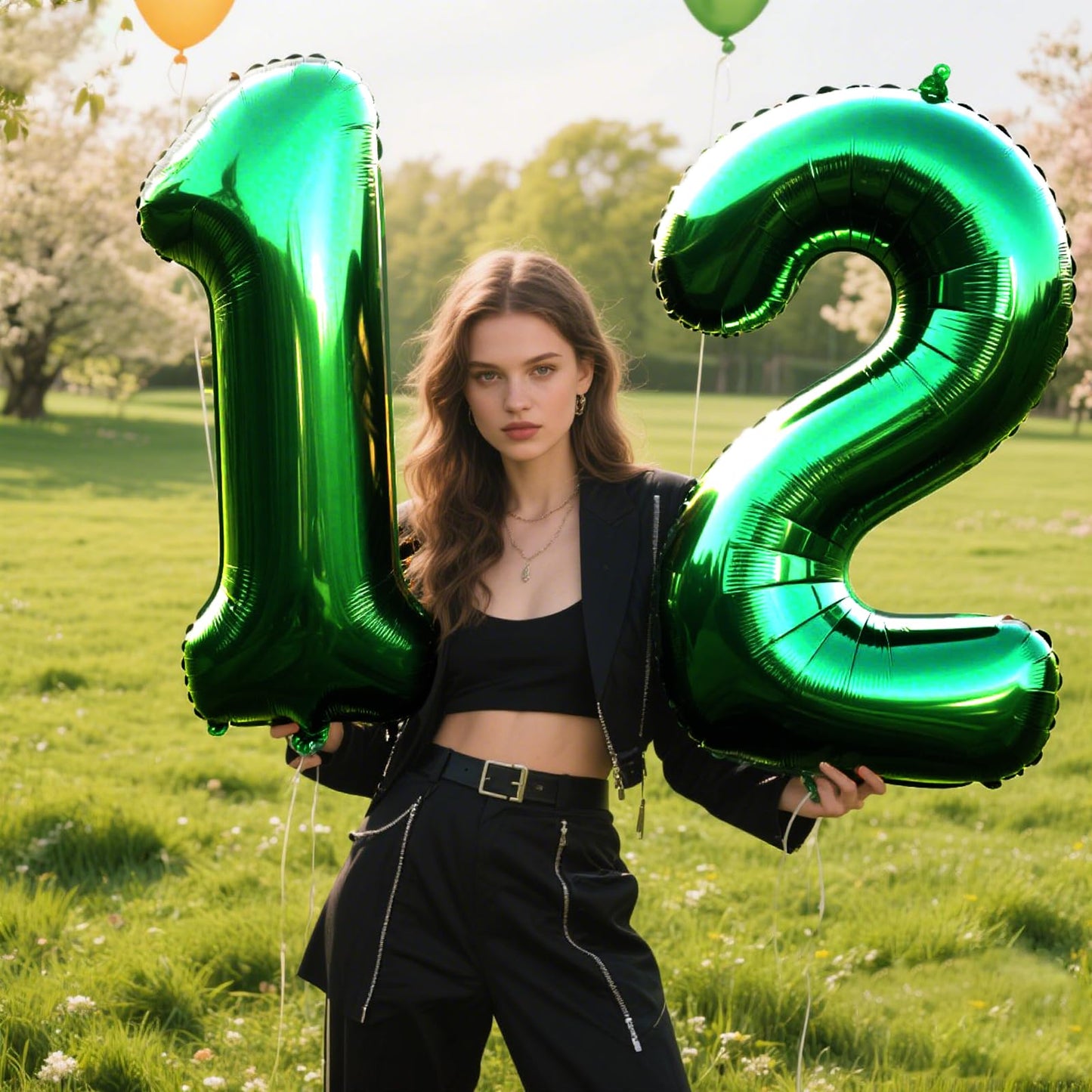 Kelfuoya 40-Inch Green Number 12 Digital Balloon – Jumbo Mylar Foil Balloon for Birthday Parties & Weddings