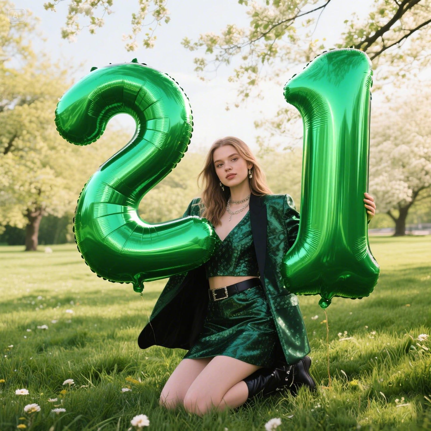 Kelfuoya 40-Inch Green Number 12 Digital Balloon – Jumbo Mylar Foil Balloon for Birthday Parties & Weddings