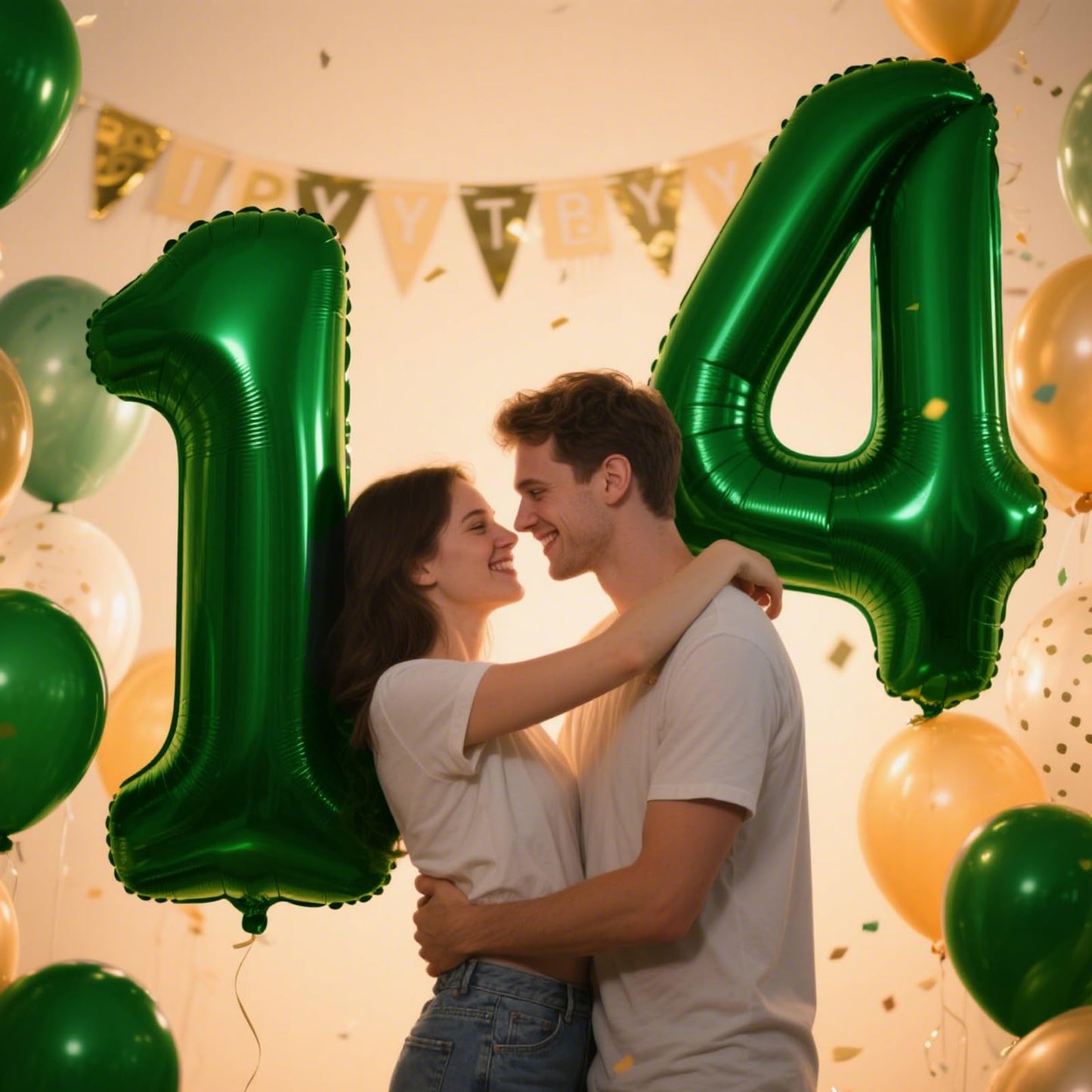 Kelfuoya 40 Inch Green Number 14 Digital Balloon | Jumbo Mylar Foil Balloon for Birthday & Anniversary Decor