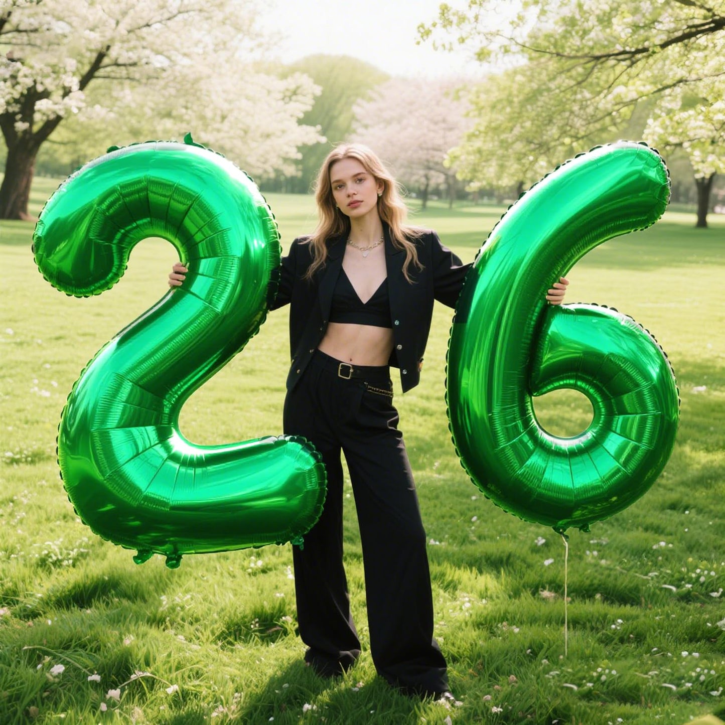 Kelfuoya 40 Inch Green Number 26 Balloon – Jumbo Mylar Foil Digital Balloon for Birthday & Anniversary Parties