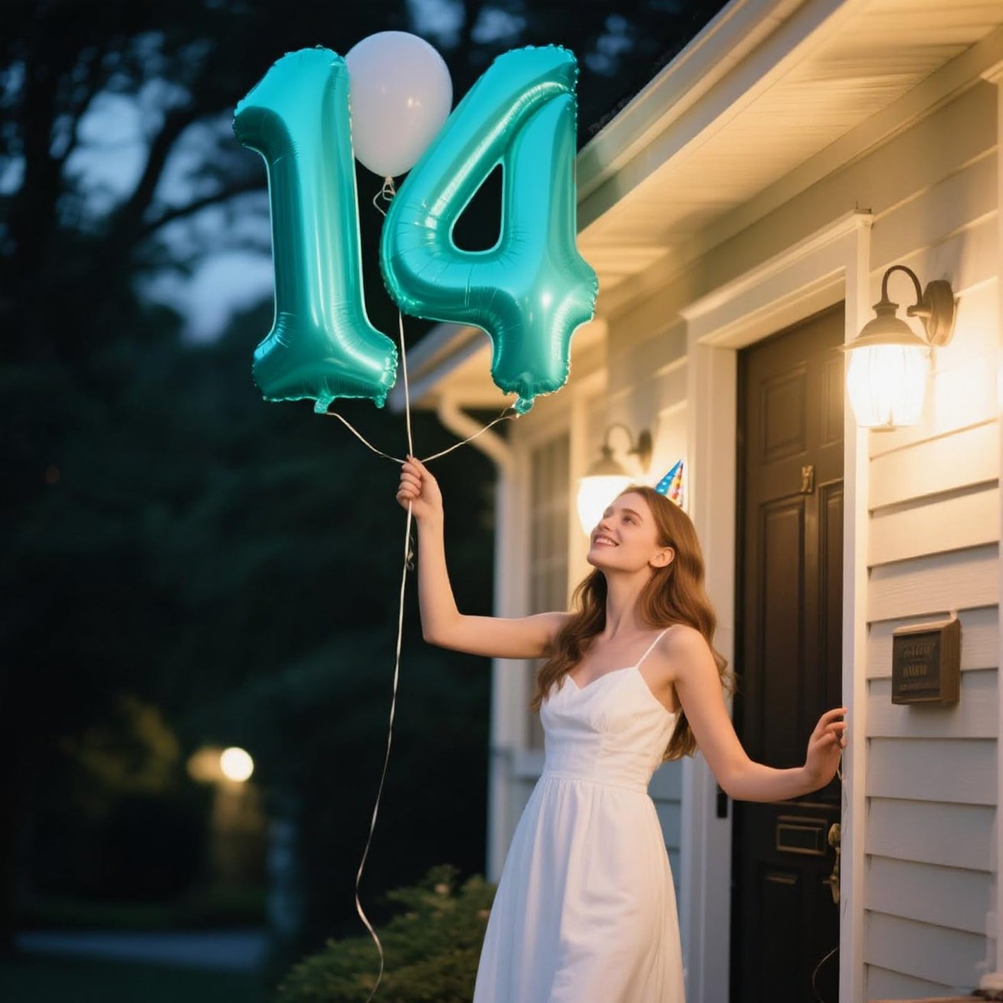 Kelfuoya 40 Inch Teal 4 Balloon – Giant Foil Number Balloon for 14th & 24th Birthdays and Anniversaries