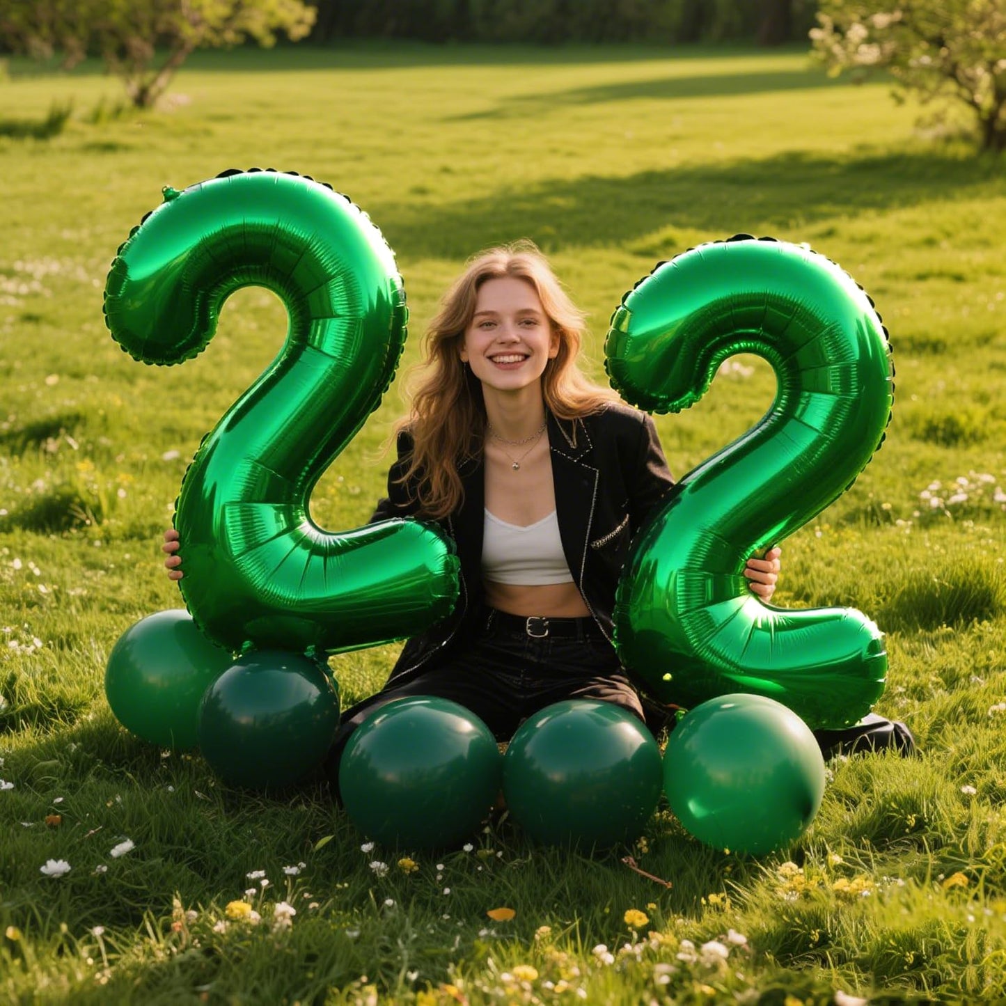 Kelfuoya 40 Inch Green Number 22 Balloon – Jumbo Mylar Foil Balloon for Birthday & Anniversary Parties