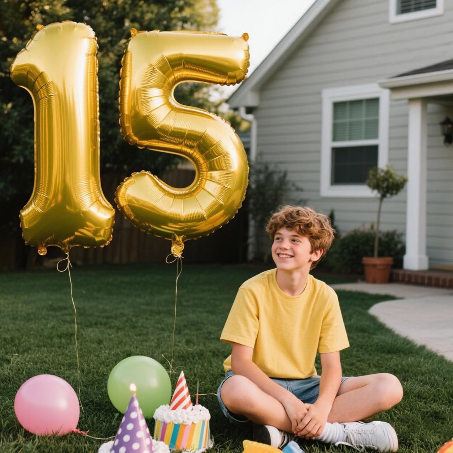 Kelfuoya 40-Inch Gold Number 15 Balloon | Jumbo Mylar Foil for 15th Birthday & Anniversary
