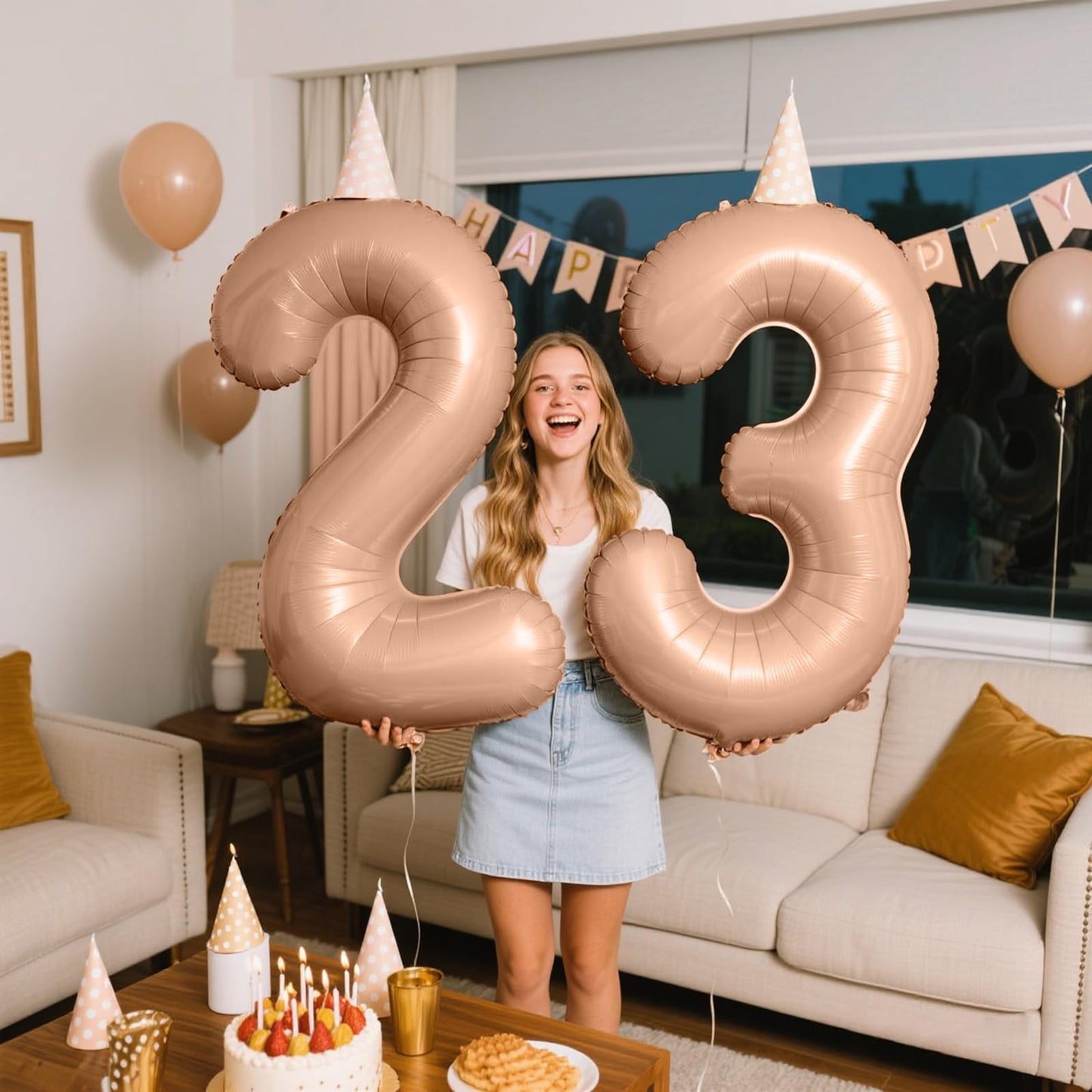 Kelfuoya 40-Inch Caramel Number 3 Balloon – Jumbo Foil Mylar Party Decoration