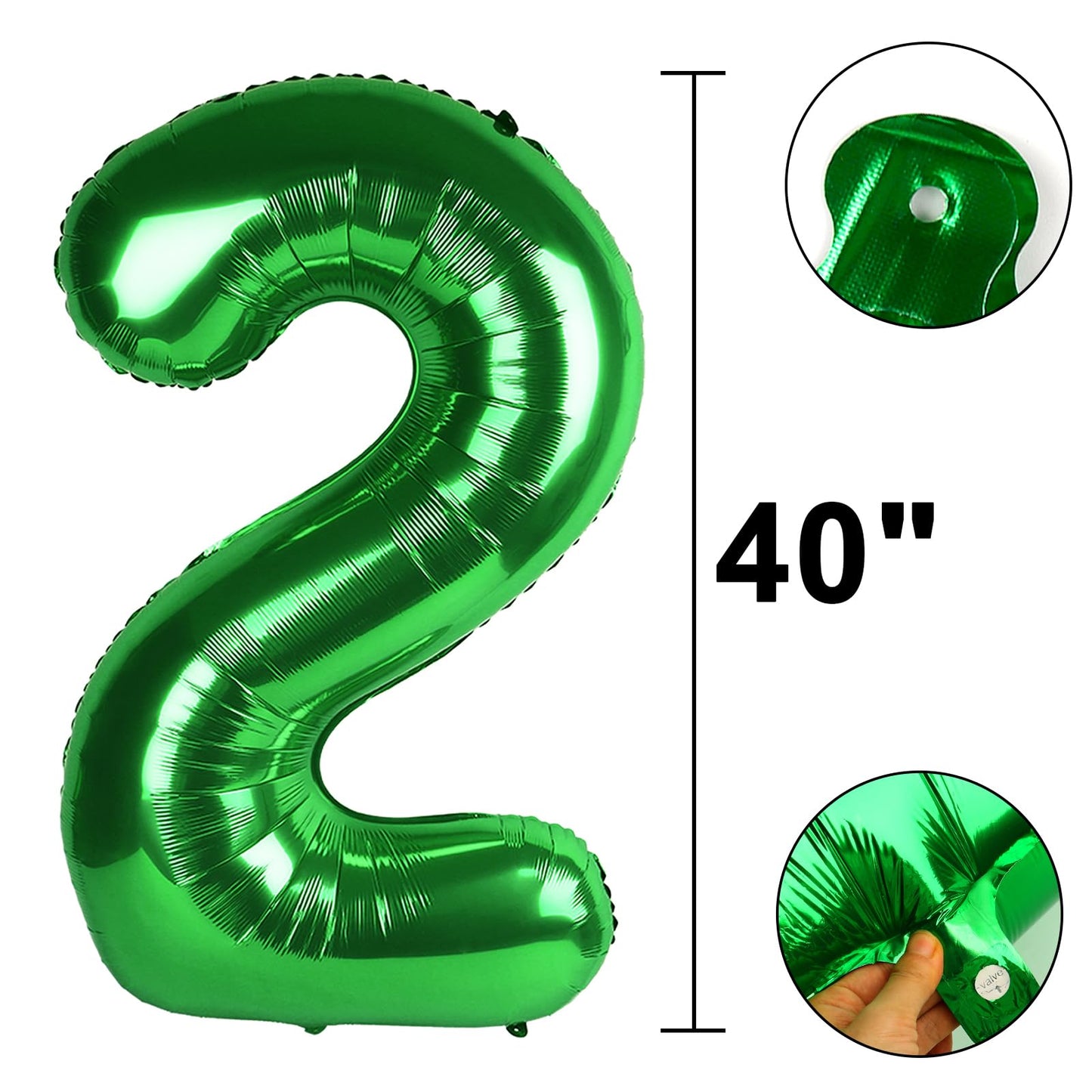 Kelfuoya 40-Inch Green Number 24 Digital Balloon – Jumbo Mylar Foil Balloon for Birthday & Anniversary