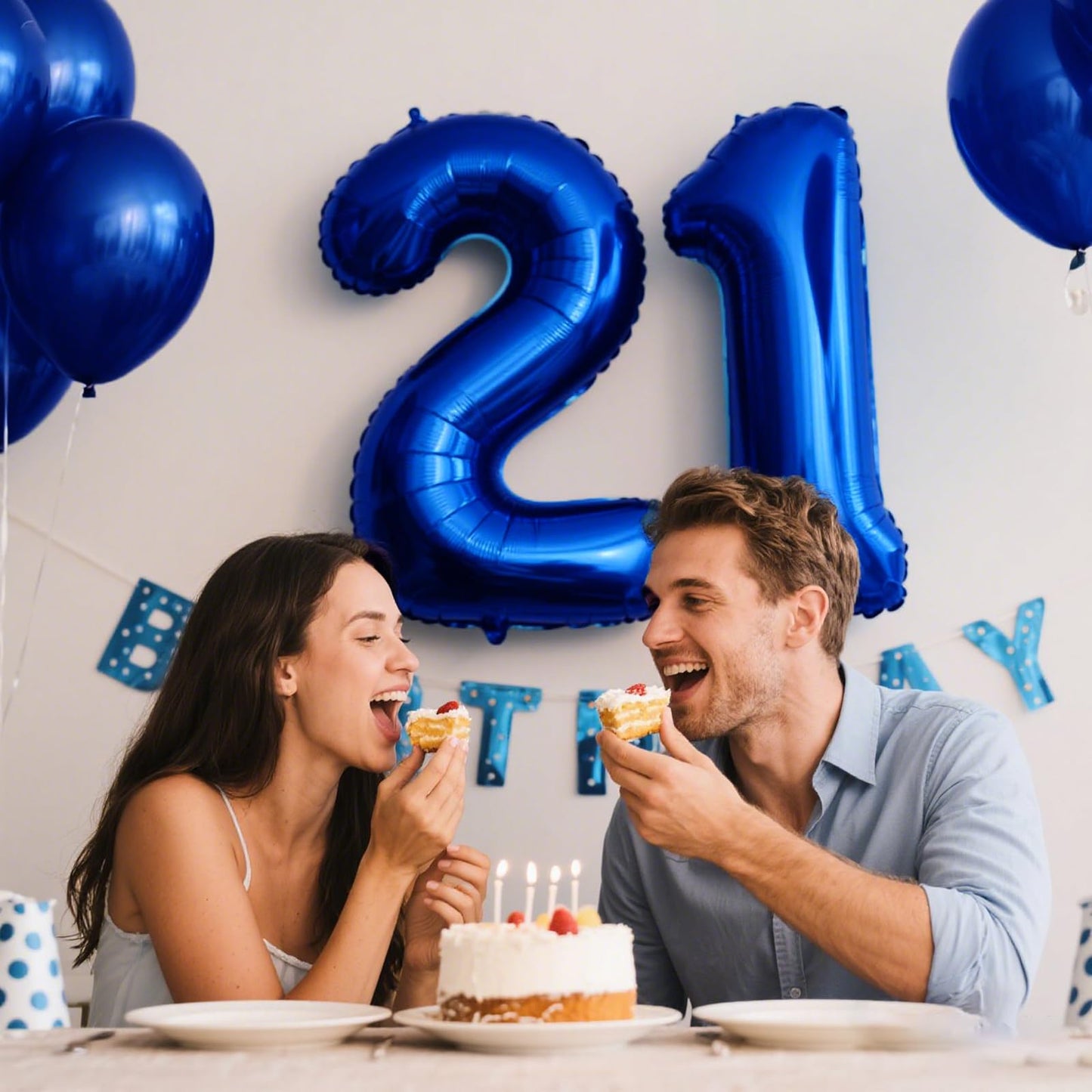 Kelfuoya 40-Inch Navy Blue Number 21 Digital Balloon | Jumbo Mylar Foil Balloon for Birthday & Anniversary