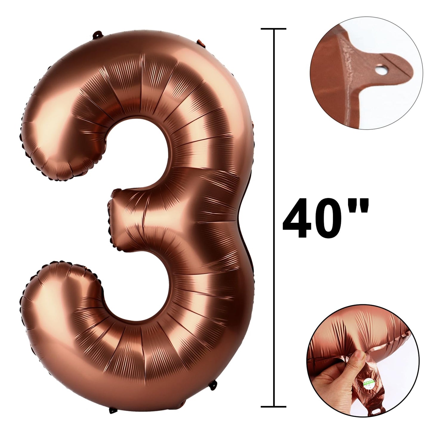 Kelfuoya 40 Inch Dark Brown Number 13 Balloon – Jumbo Foil Helium Decor for Birthday and Anniversary