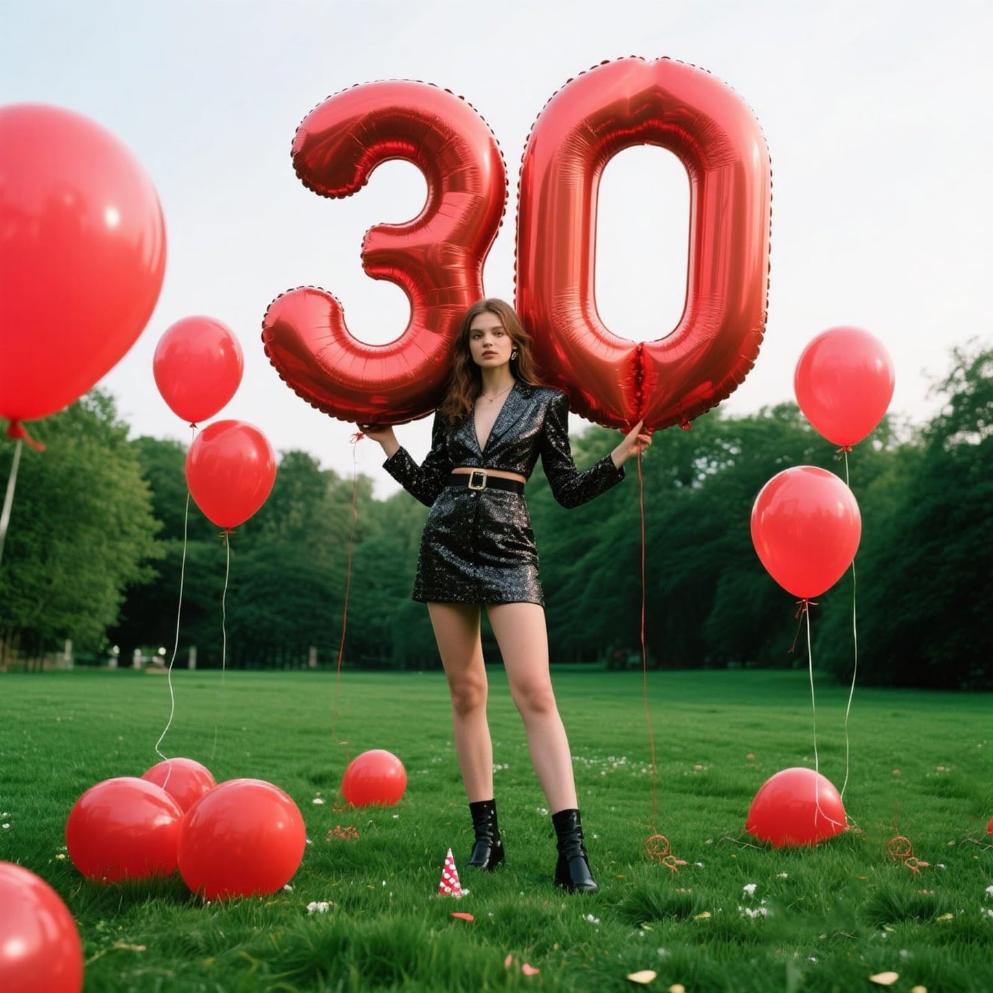 Kelfuoya 40-Inch Red Number 30 Balloon | Jumbo Mylar Foil Balloon for Birthday & Anniversary Decor