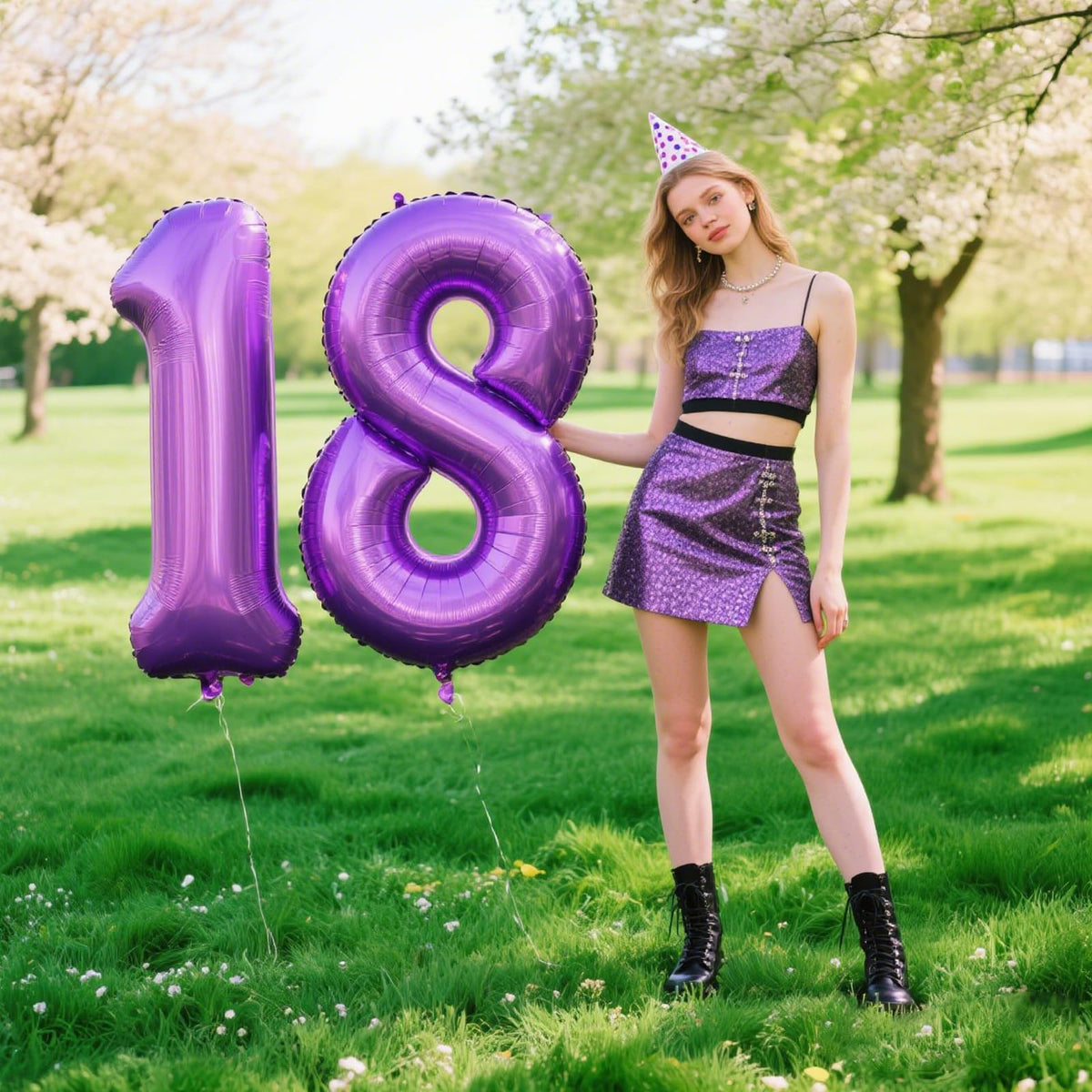 Kelfuoya 40-Inch Purple Number 18 Balloon | Jumbo Mylar Foil Birthday & Anniversary Decor