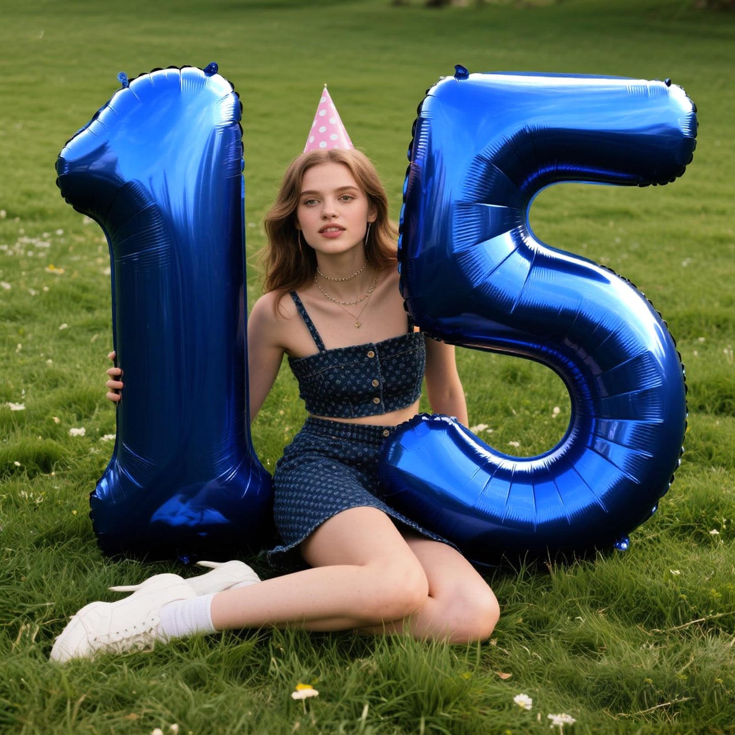 40 Inch Number 5 Balloon Jumbo Dark Blue Foil Digit by Kelfuoya