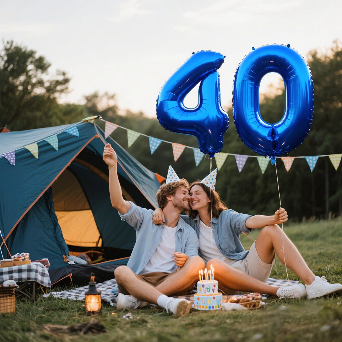 Kelfuoya 40-Inch Navy Blue Number 40 Digital Balloon | Jumbo Mylar Foil Party Balloon