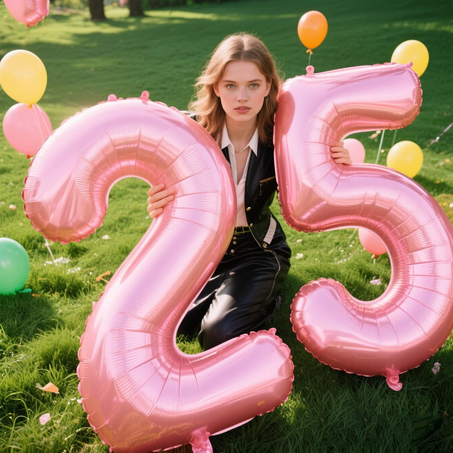 Kelfuoya 40 Inch Pearlescent Pink Number 25 Balloon – 25th Birthday Party Decoration