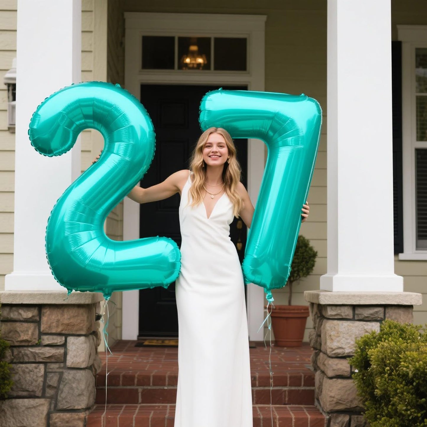 Kelfuoya 40-Inch Teal Number 7 Balloon — Jumbo Mylar Foil Birthday & Anniversary Decor