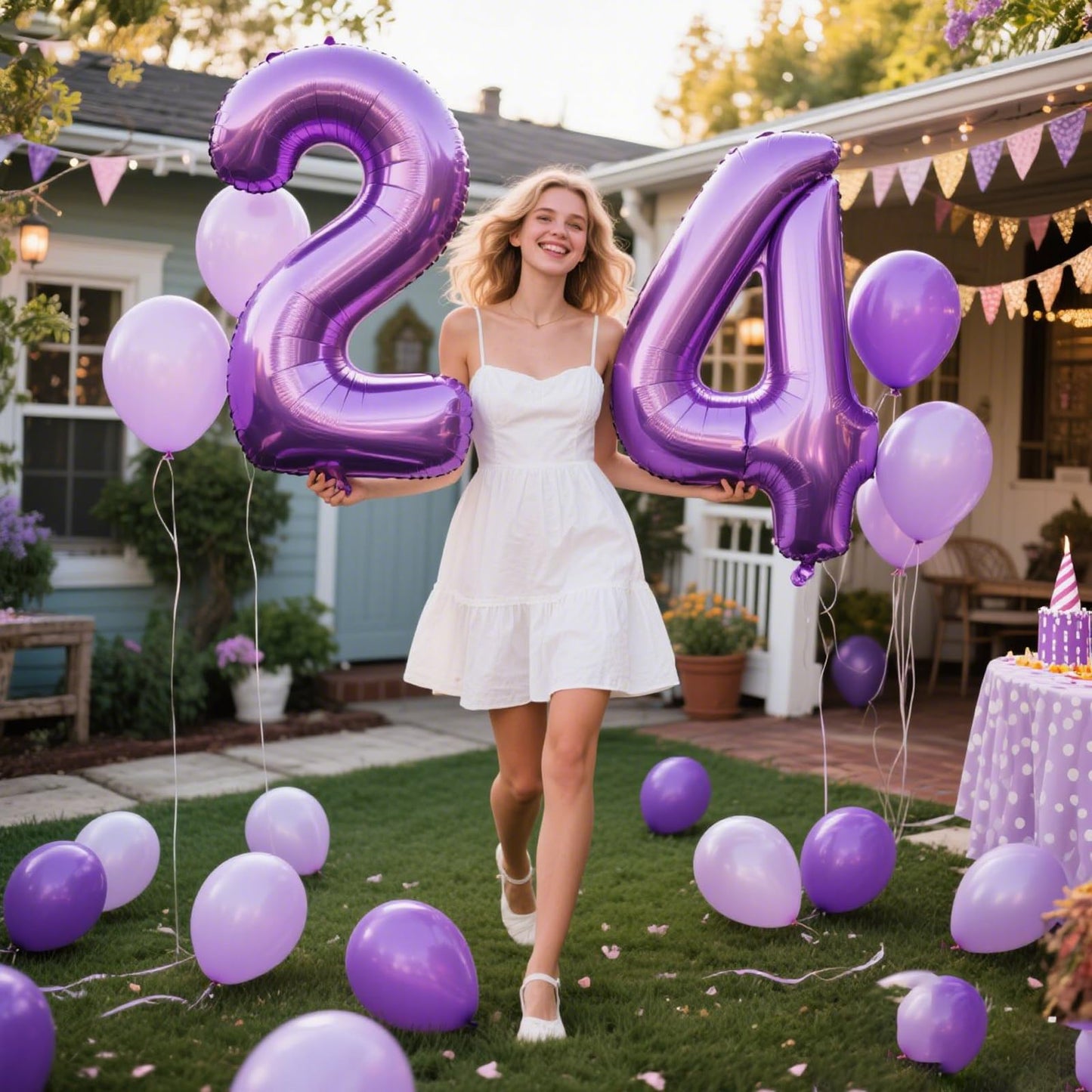 Kelfuoya 40 Inch Purple Number 4 Foil Balloon | Giant Mylar Balloon for Birthdays & Anniversaries