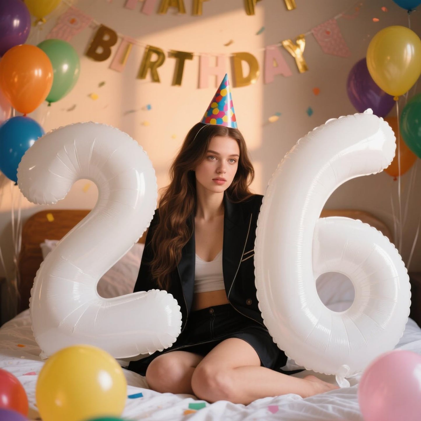 Kelfuoya 40-Inch White 26 Number Balloon – Gold Foil Jumbo Mylar for Birthday & Anniversary Parties