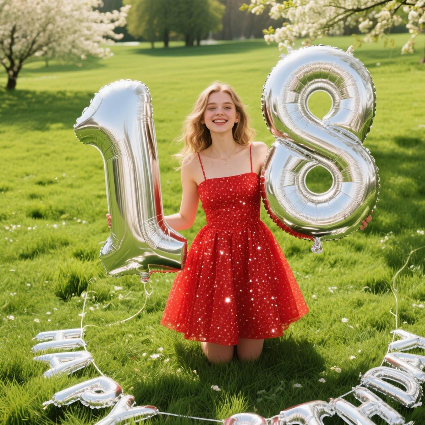 Kelfuoya 40 Inch Silver Number 18 Digital Balloon - Jumbo Mylar Foil Balloon for Birthday & Anniversary Parties