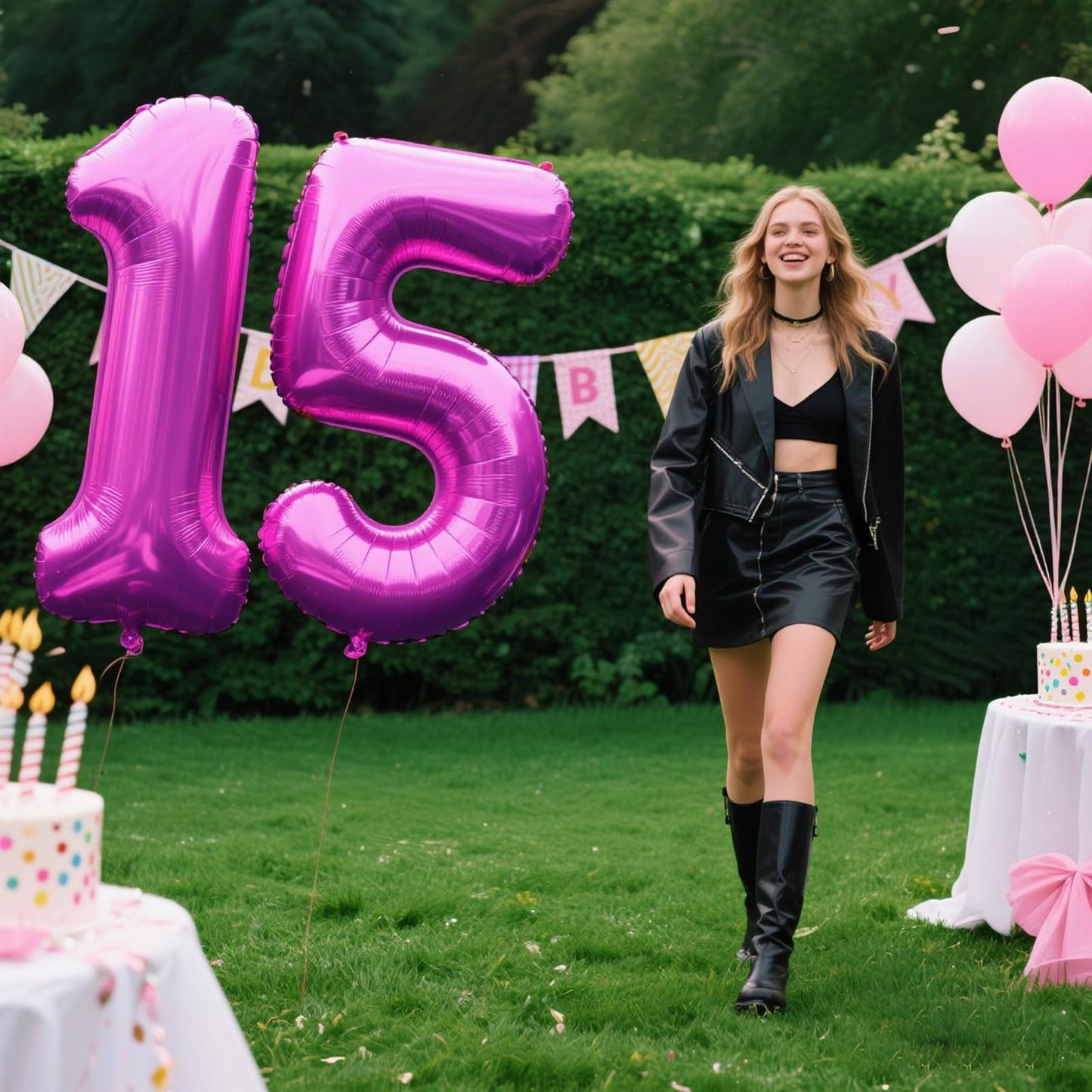 Kelfuoya 40-Inch Rose Purple 15 Balloon – Giant Foil Number Balloon for Birthday & Anniversary Celebrations