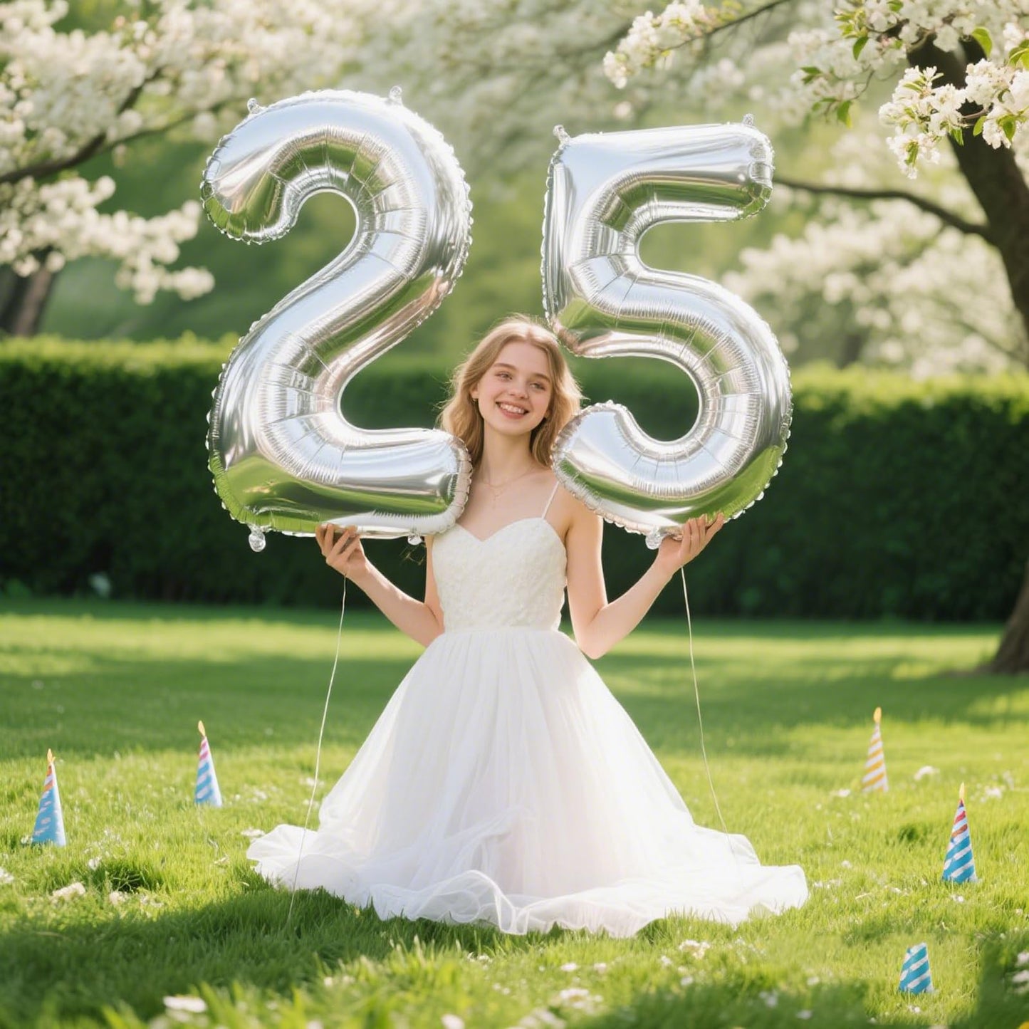 Kelfuoya 40 Inch Silver Number 25 Digital Balloon – Jumbo Mylar Foil Balloon for Birthday & Anniversary Parties