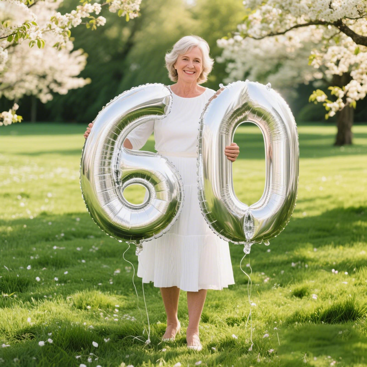 Kelfuoya 40-Inch Silver 60 Number Balloon – Jumbo Mylar Foil Helium Balloon for Birthday & Anniversary Decor