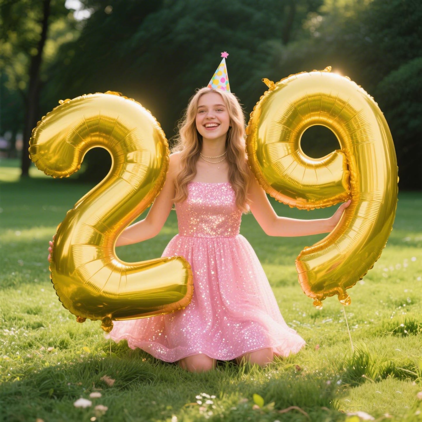 Kelfuoya 40 Inch Gold Number 29 Balloon – Jumbo Mylar Foil Balloon for 29th Birthday & Anniversary