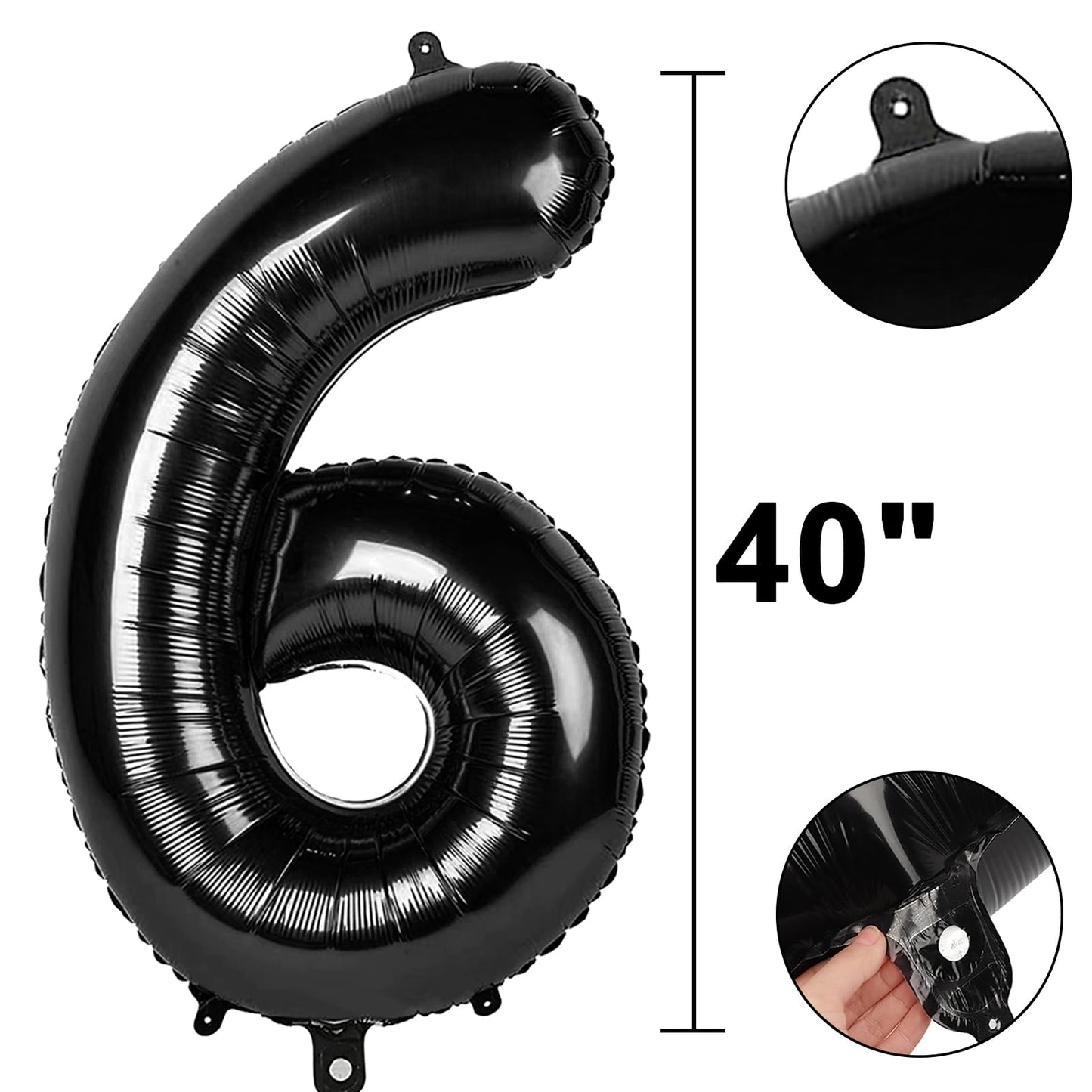 Kelfuoya 40-Inch Black Number 60 Digital Balloon – Jumbo Mylar Foil Helium Balloon for 60th Birthday or Anniversary
