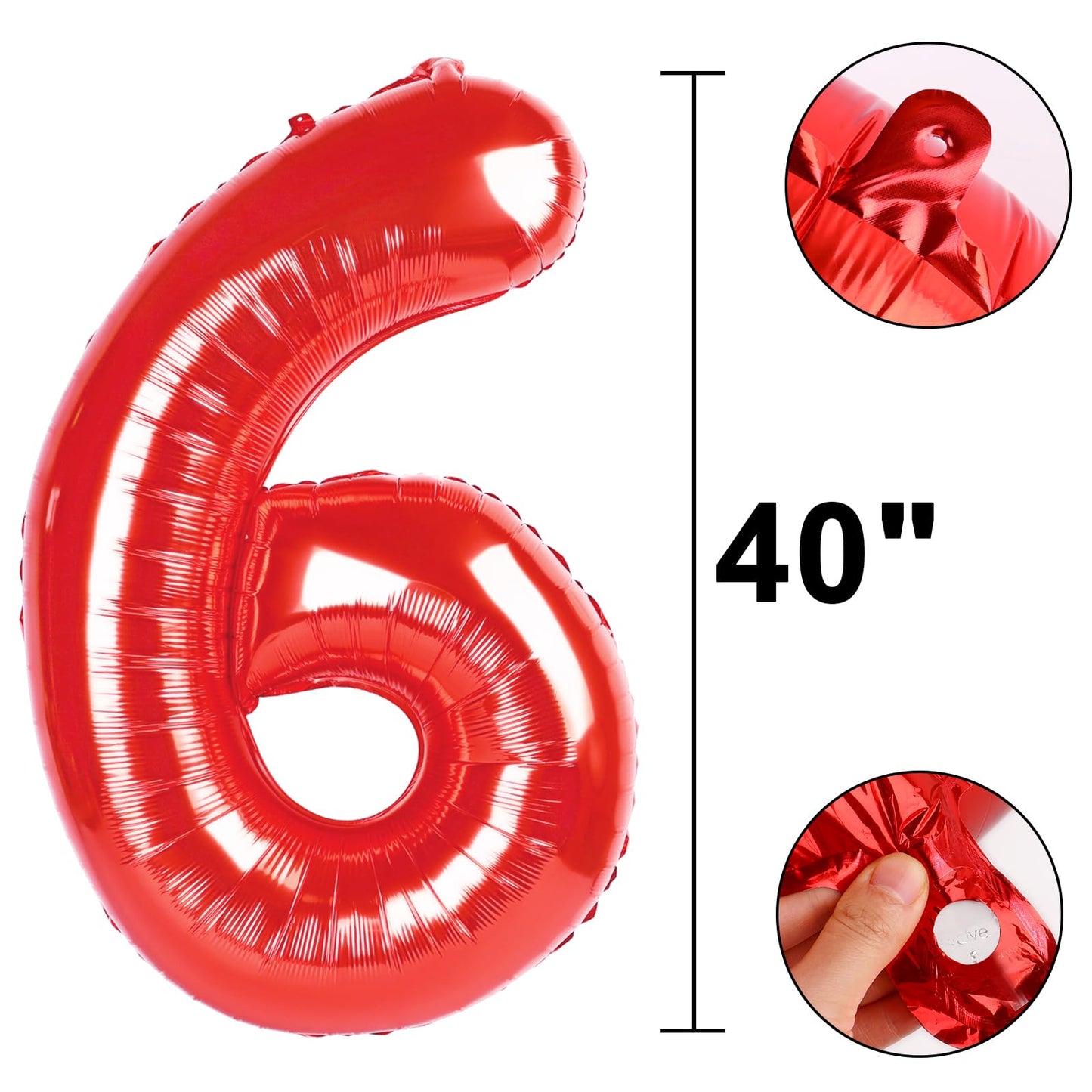 Kelfuoya 40in Red Number 60 Digital Balloon – Jumbo Mylar Balloon for 60th Birthday & Anniversary