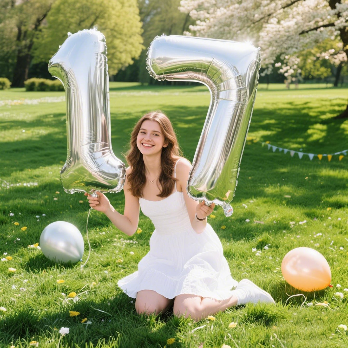 Kelfuoya 40-Inch Silver Number 17 Balloon – Jumbo Mylar Foil Digital Birthday & Anniversary Decor