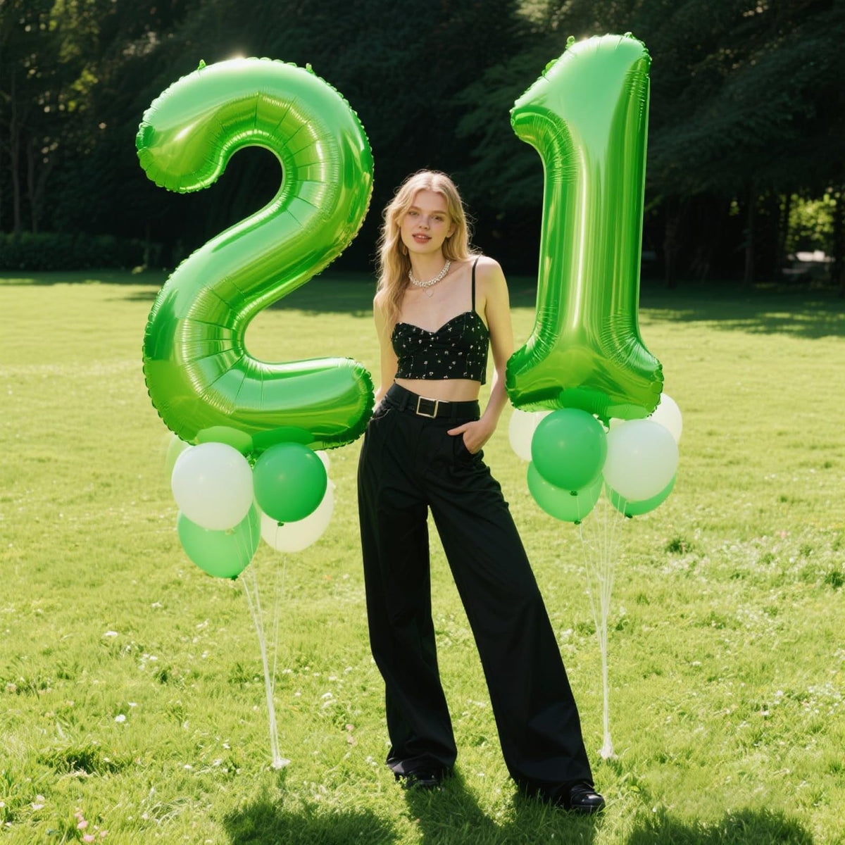 Kelfuoya 40 Inch Light Green Number 2 Balloon – Giant Foil Mylar Balloon for 12th Birthday & Anniversary Events