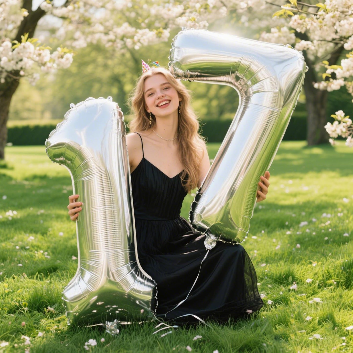 Kelfuoya 40-Inch Silver Number 7 Balloon – Giant Mylar Foil Balloon for Birthdays & Anniversaries
