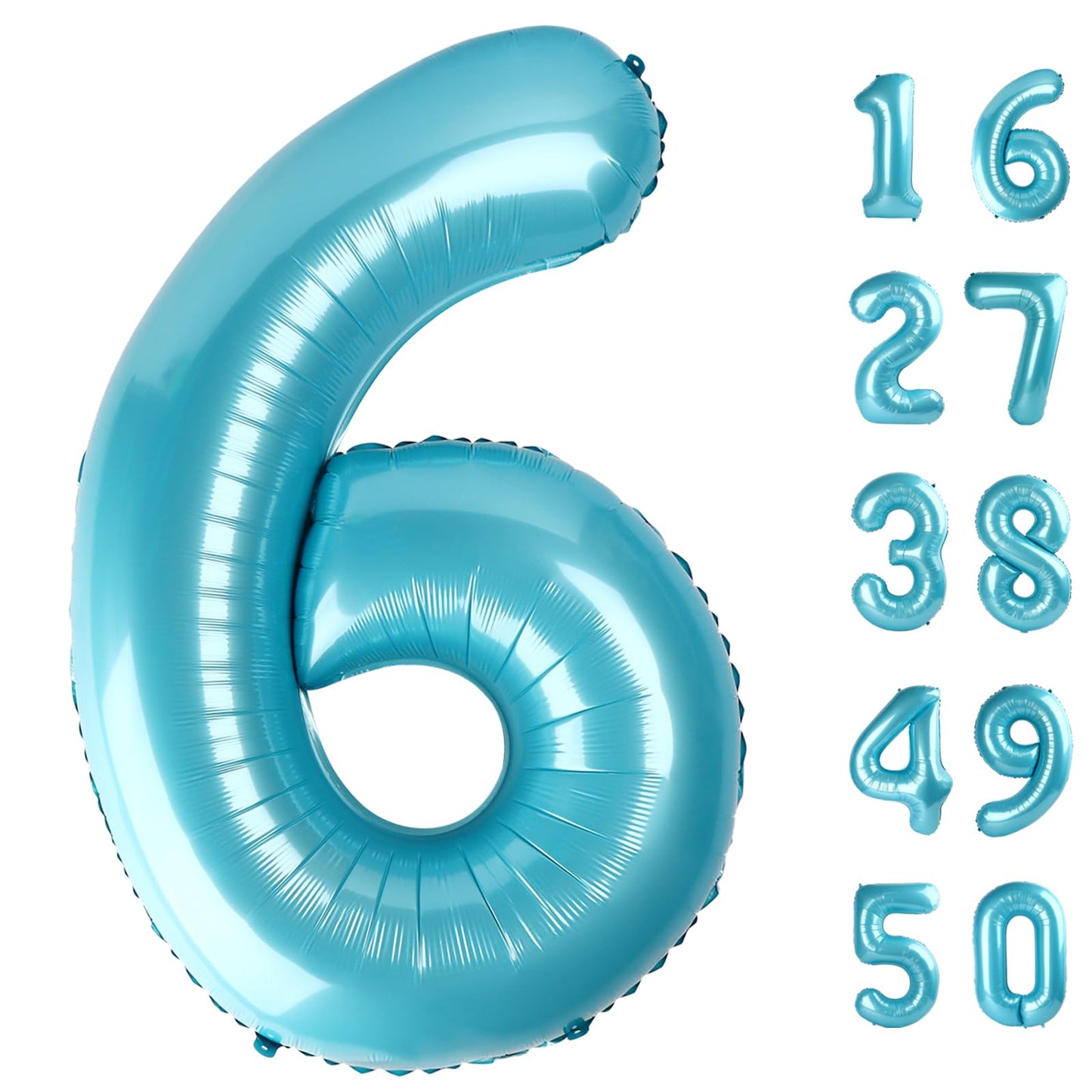 Kelfuoya 40 Inch Light Blue Foil Number 6 Balloon – 6th Birthday & Milestone Decor