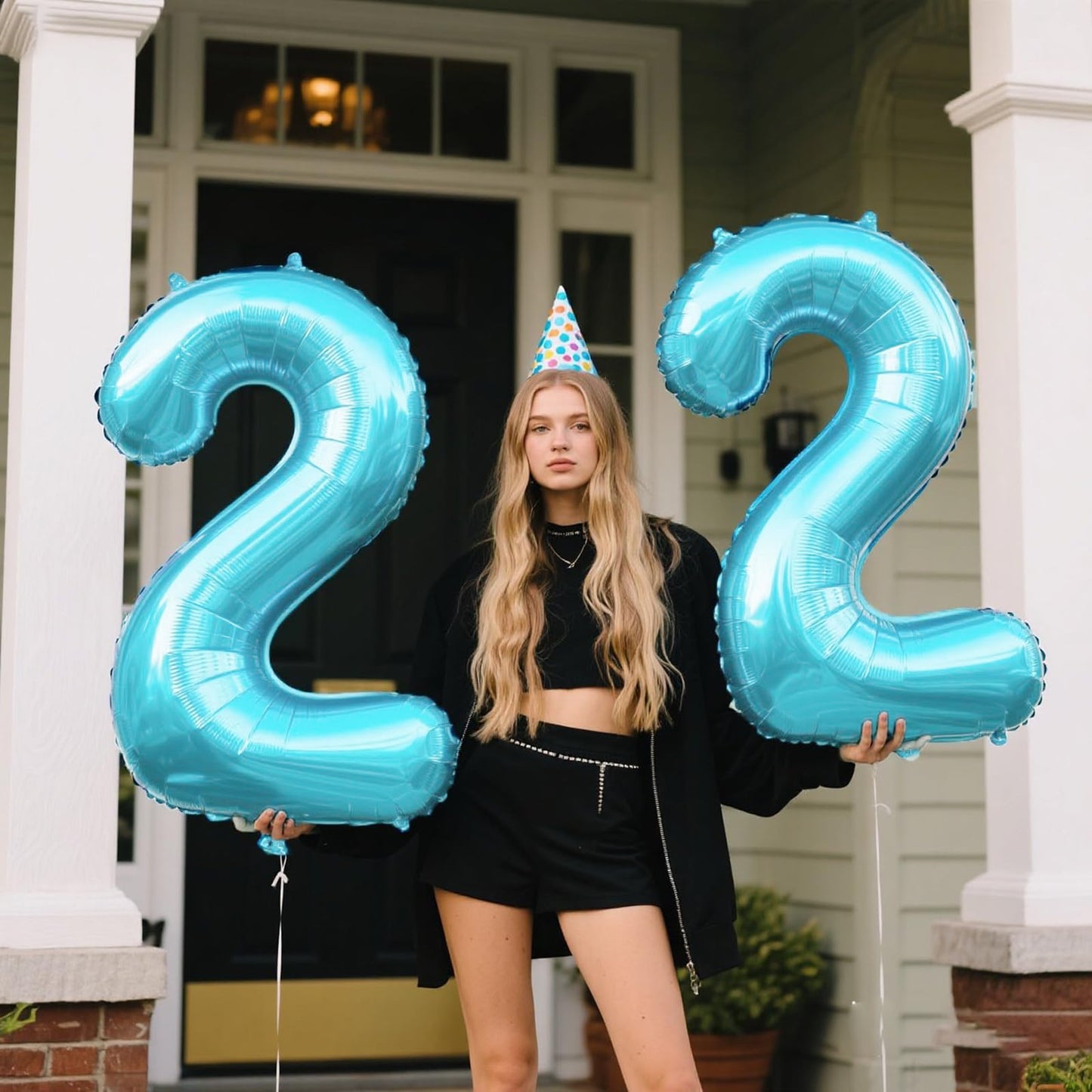 Kelfuoya 40-Inch Light Blue Number 22 Balloon – Jumbo Mylar Foil Digital Balloon for Birthdays & Anniversaries