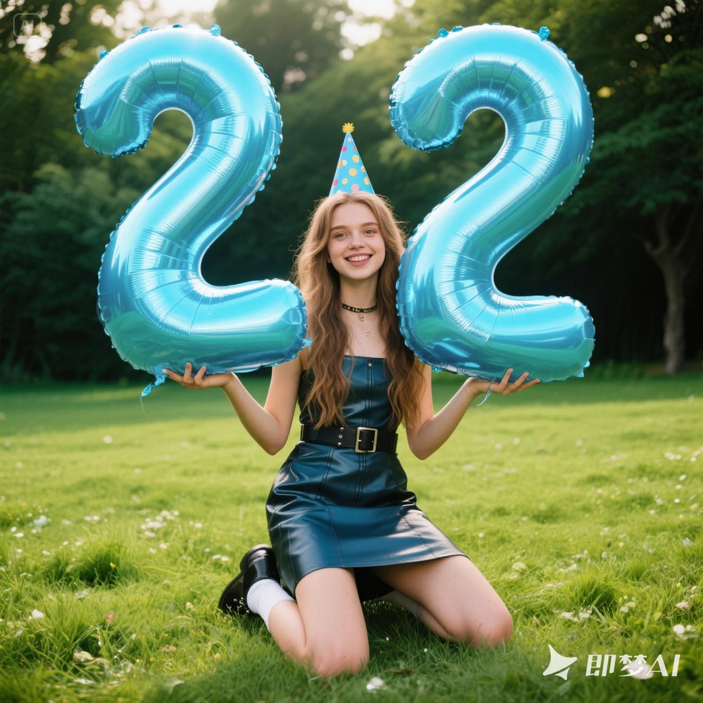 Kelfuoya 40-Inch Light Blue Number 22 Balloon – Jumbo Mylar Foil Digital Balloon for Birthdays & Anniversaries