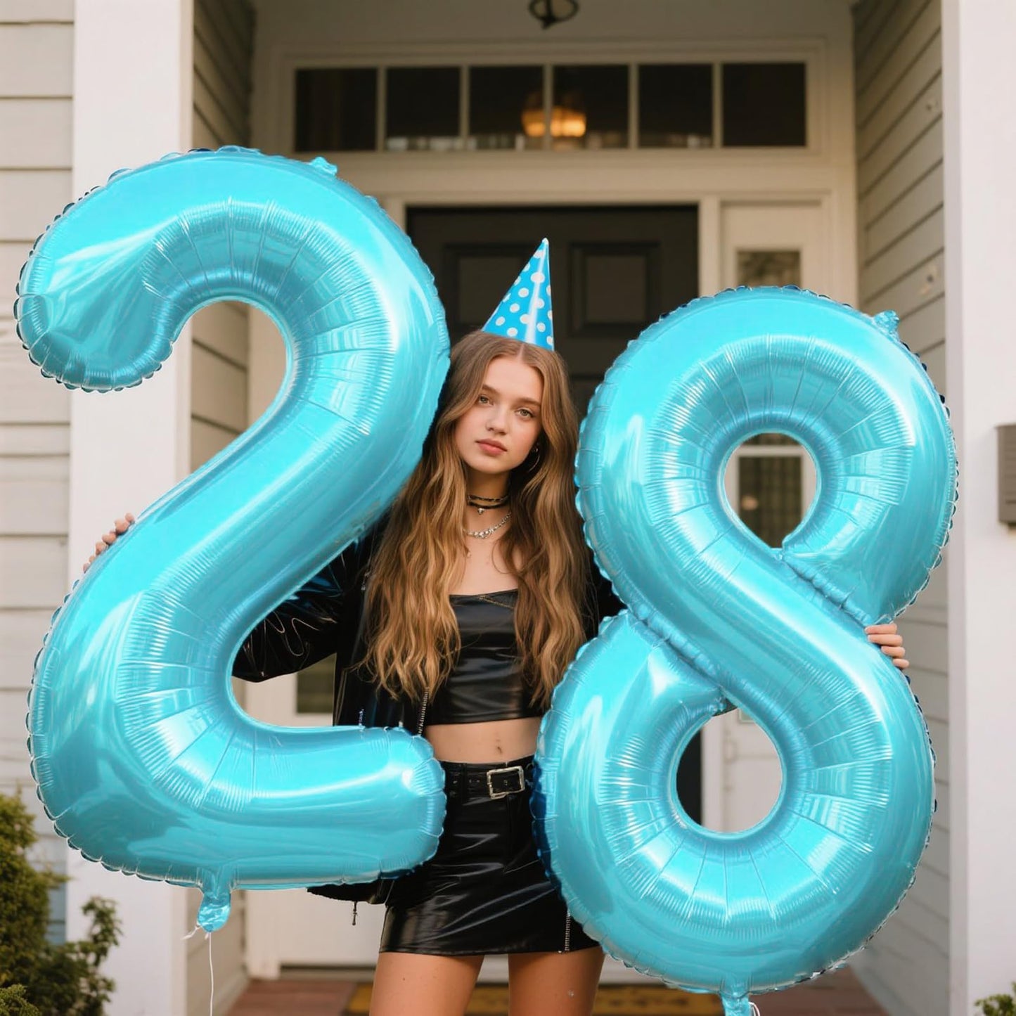 Kelfuoya 40-Inch Light Blue 28 Number Balloon – Jumbo Mylar Foil Balloon for Birthdays & Anniversary Parties